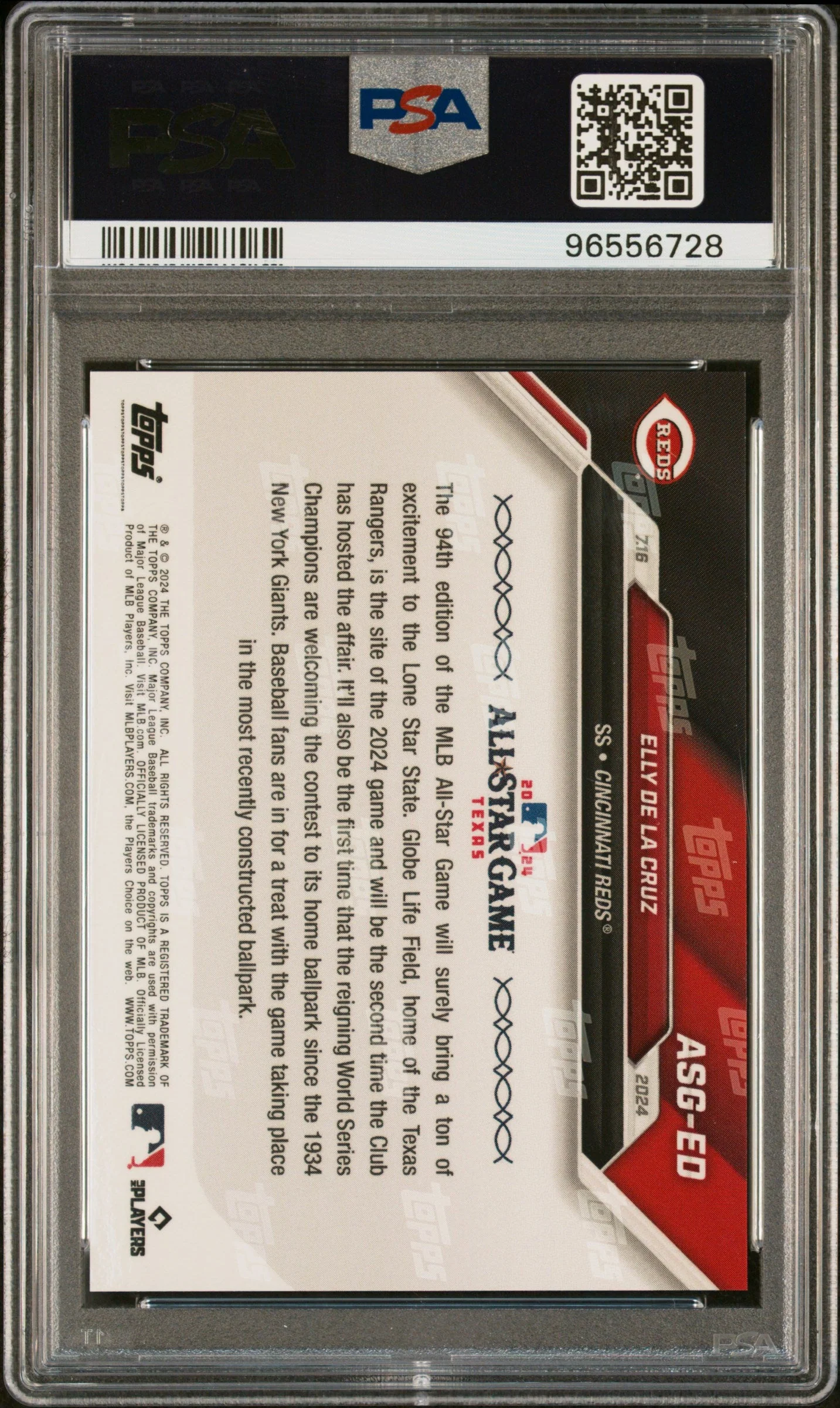 Graded 2024 Topps Now Elly De La Cruz #ASGED MLB All Star Game Rookie RC Baseball Card PSA 10 Gem Mint - Image 2