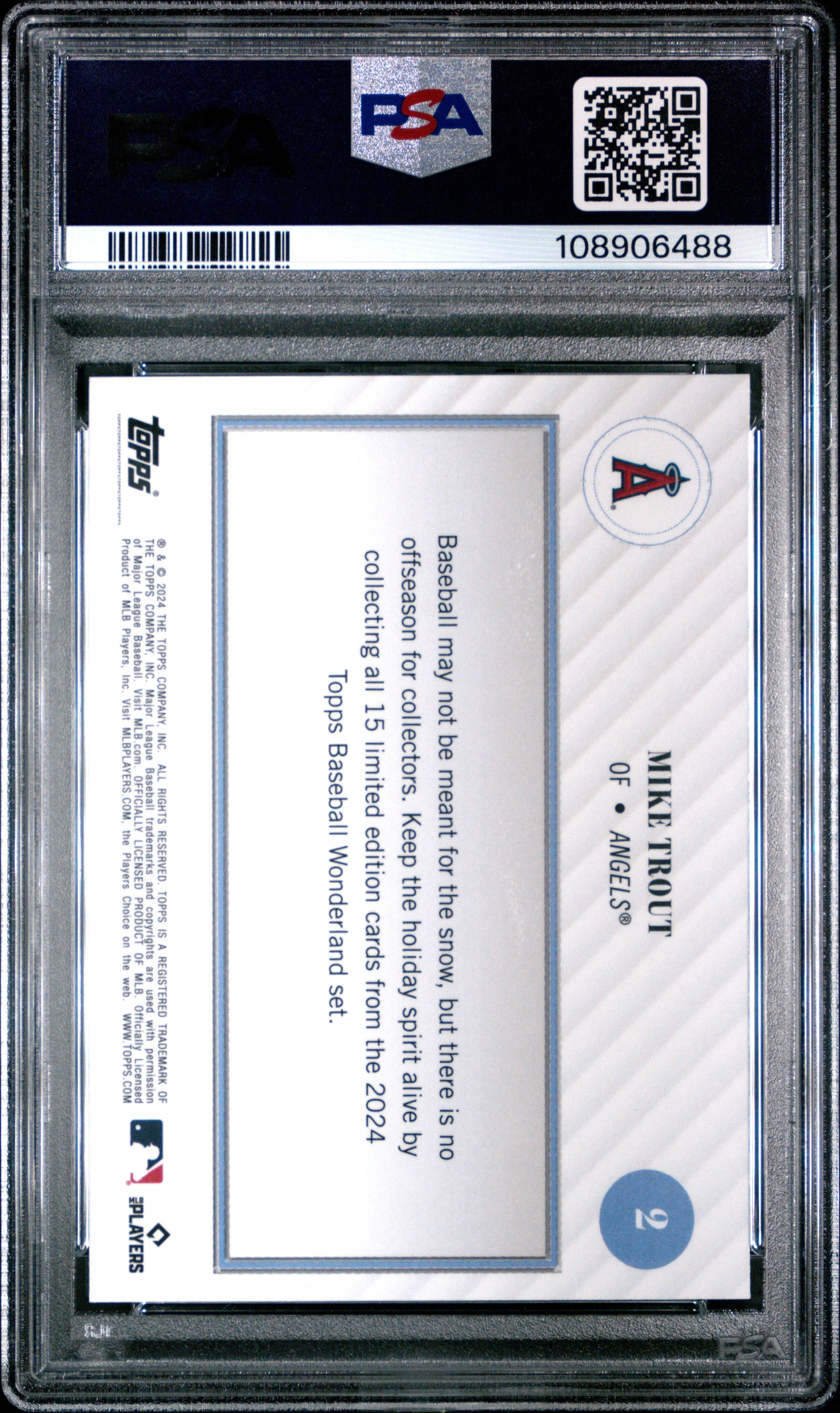 Graded 2024 Topps Wonderland Mike Trout #2 Baseball Card PSA 9 Mint - Image 2