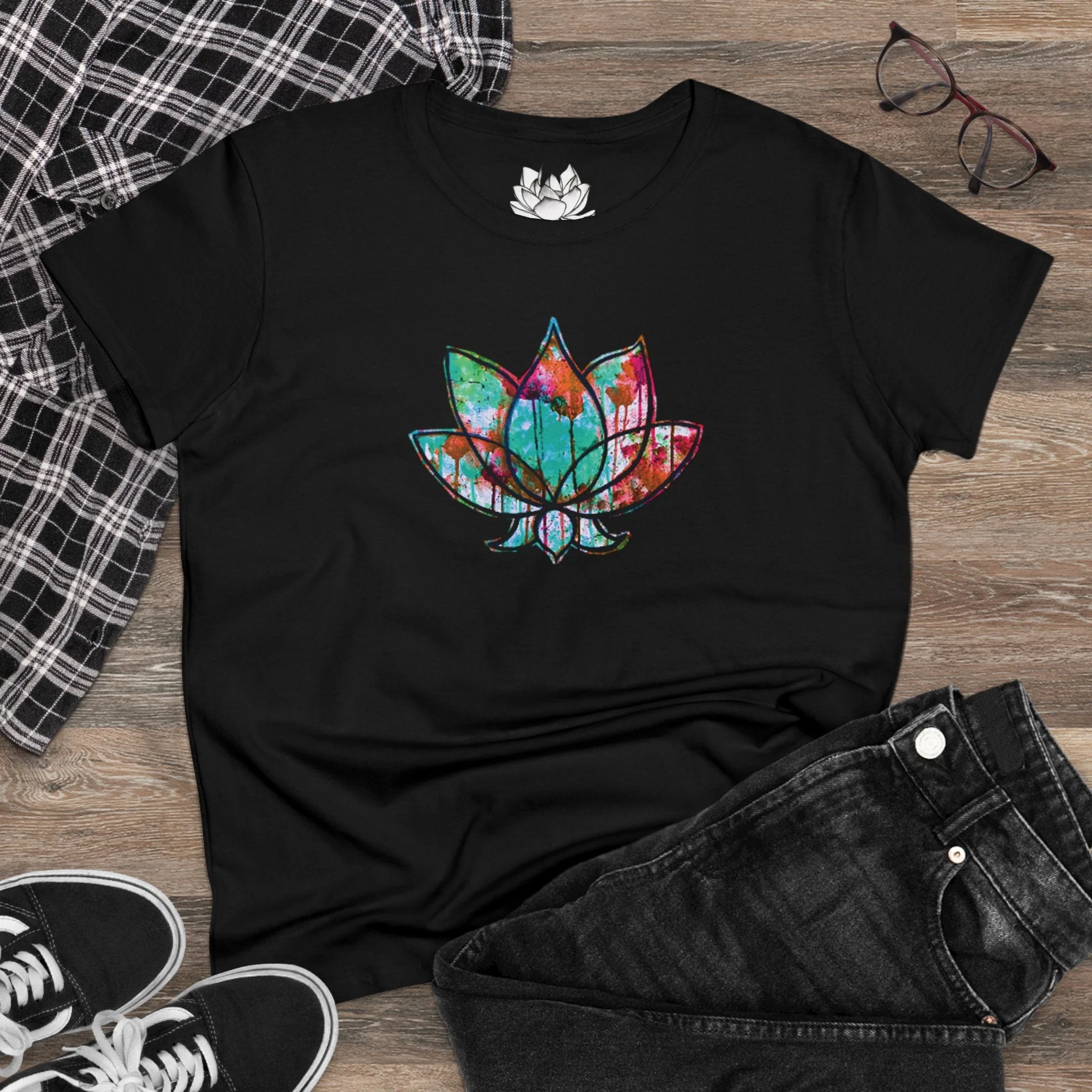 Graffiti Lotus Bloom Women's Cotton Tee - Image 18