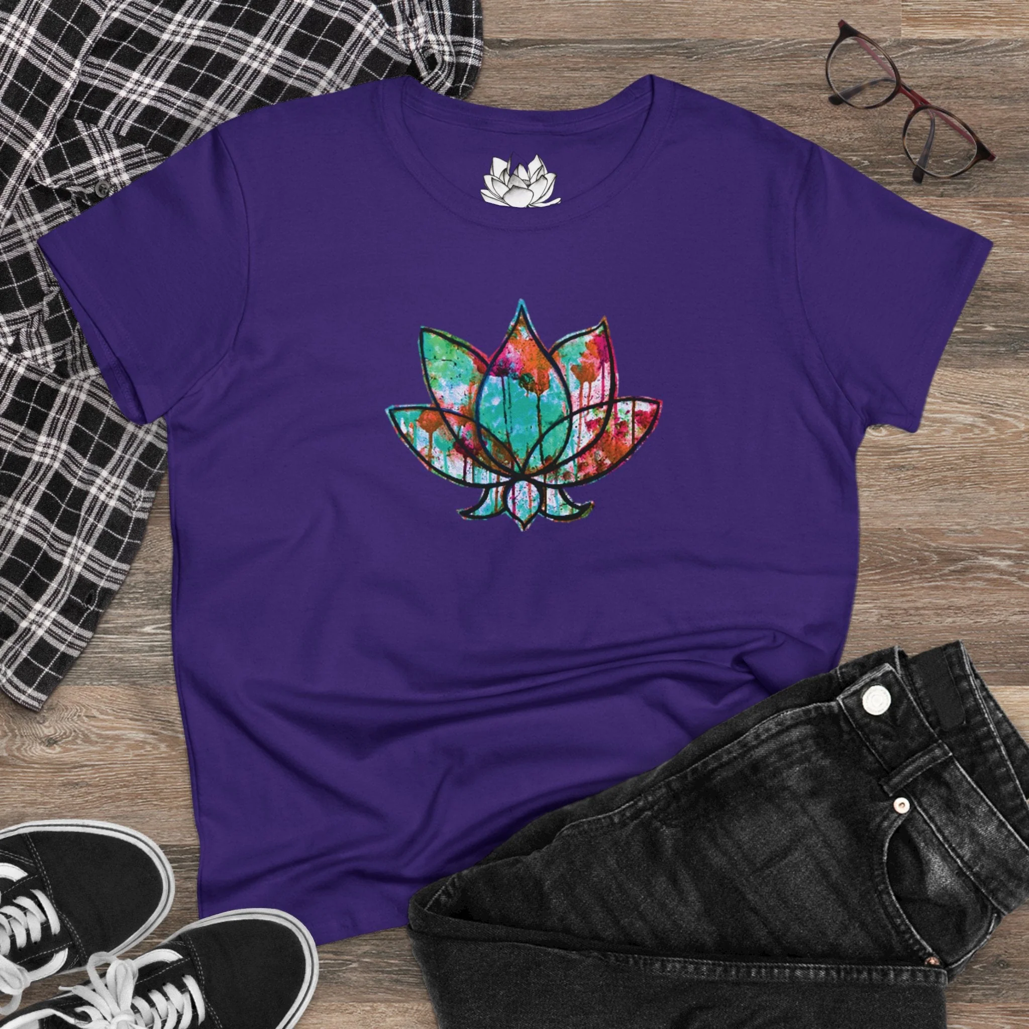 Graffiti Lotus Bloom Women's Cotton Tee - Image 30