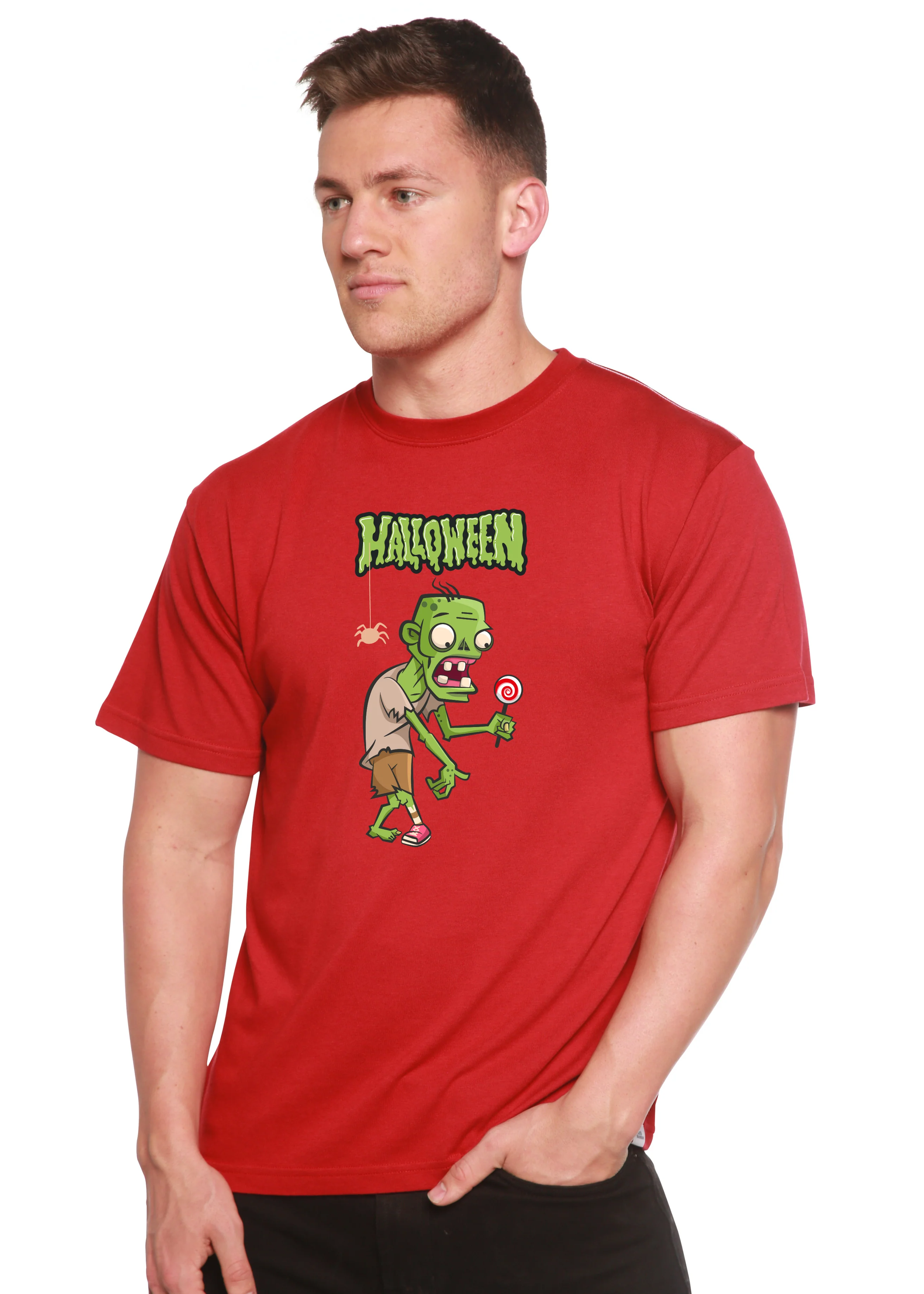 Halloween Green Monster Unisex Bamboo Viscose/Organic Cotton Short Sleeve Graphic T-Shirt - Image 10
