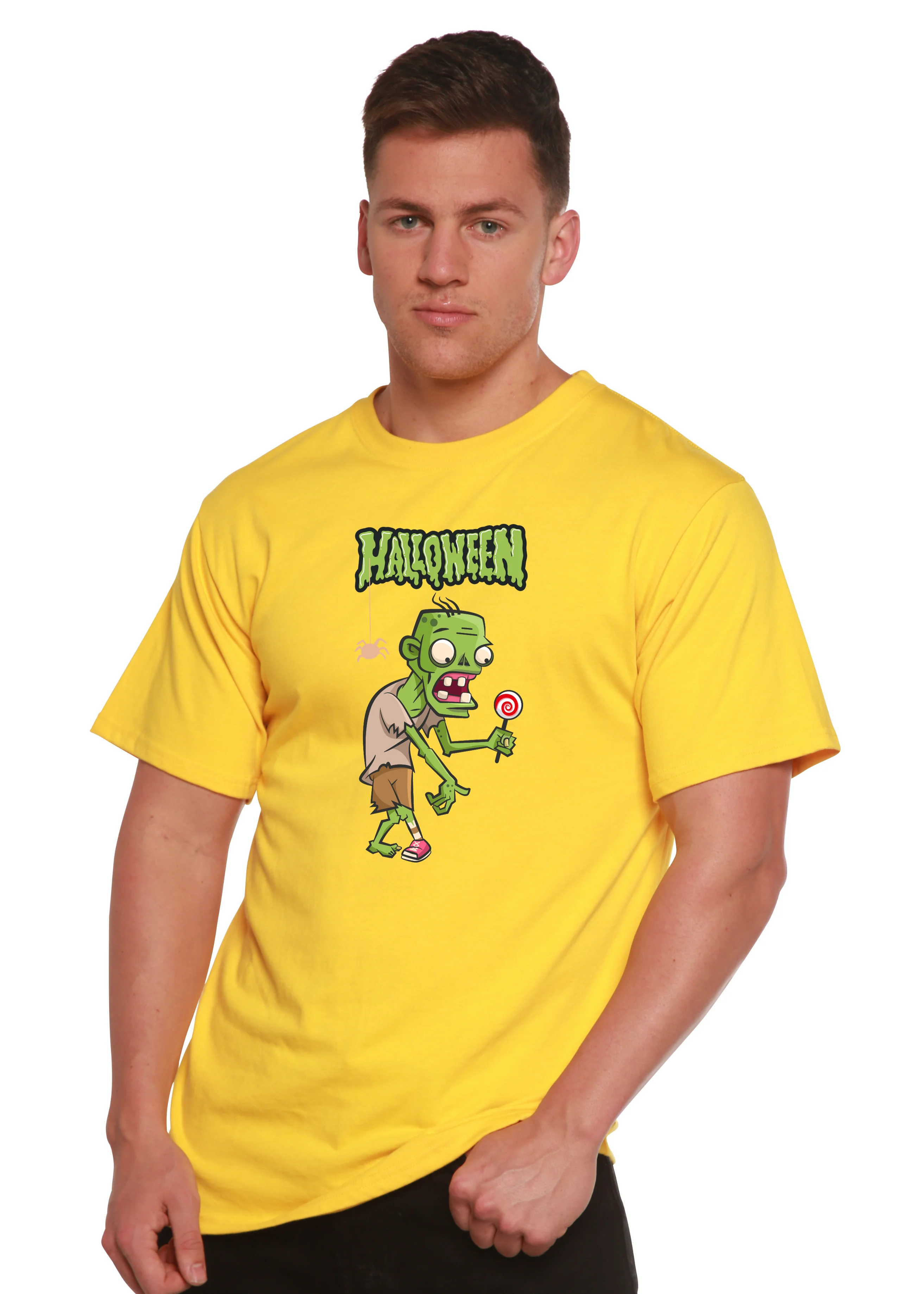 Halloween Green Monster Unisex Bamboo Viscose/Organic Cotton Short Sleeve Graphic T-Shirt - Image 5