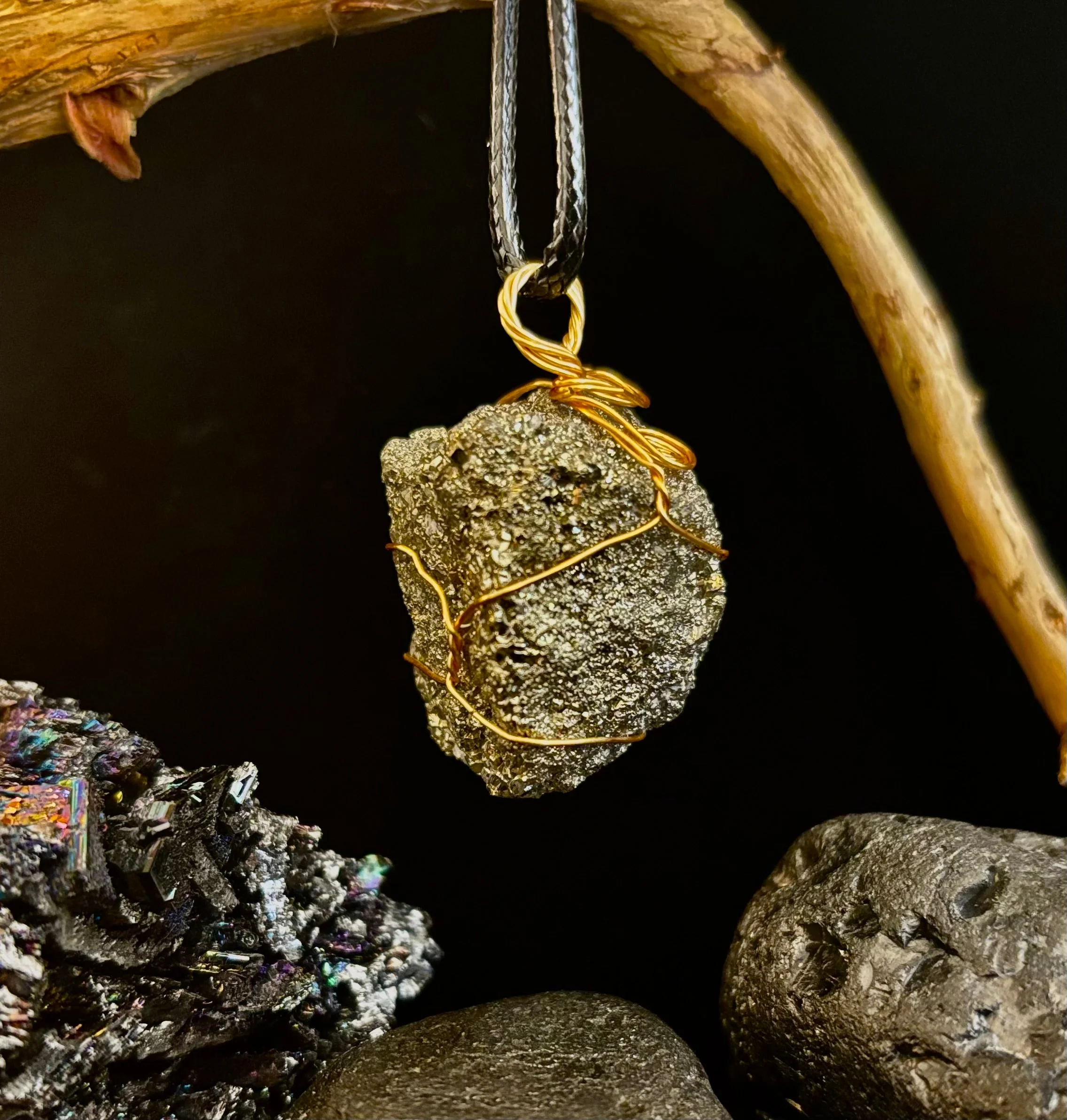 Handmade Pyrite Necklace β Genuine Crystal for Abundance & Strength - Image 10