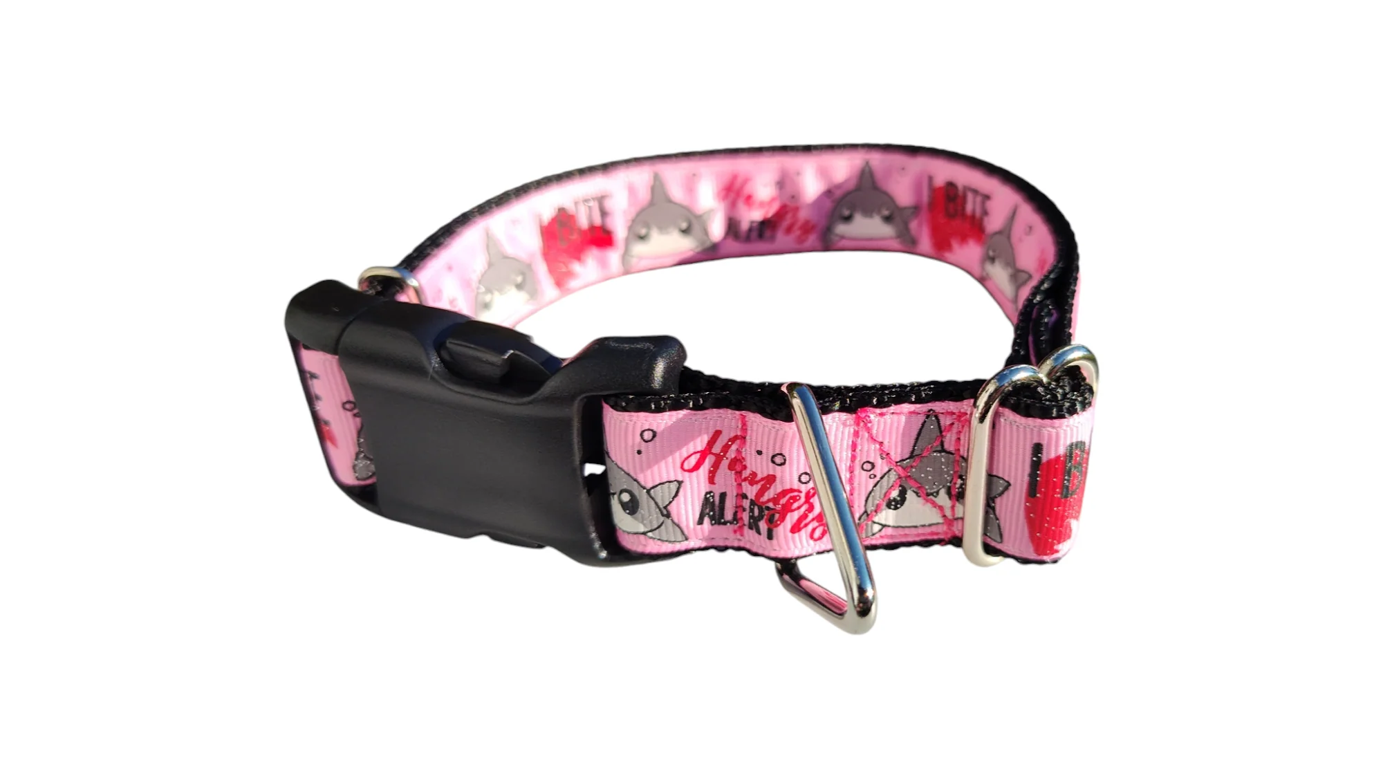 Hangry Shark Glitter Nylon Dog Collar - Image 2