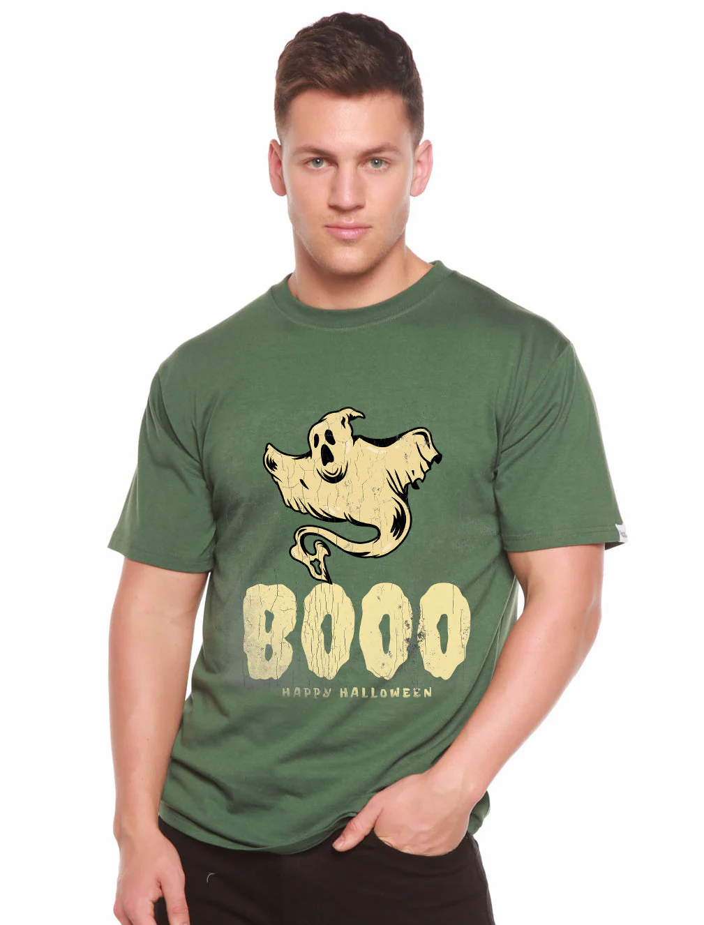 Happy Halloween Graphic Men's Bamboo Viscose/Organic Cotton Short Sleeve T-Shirt - Image 4