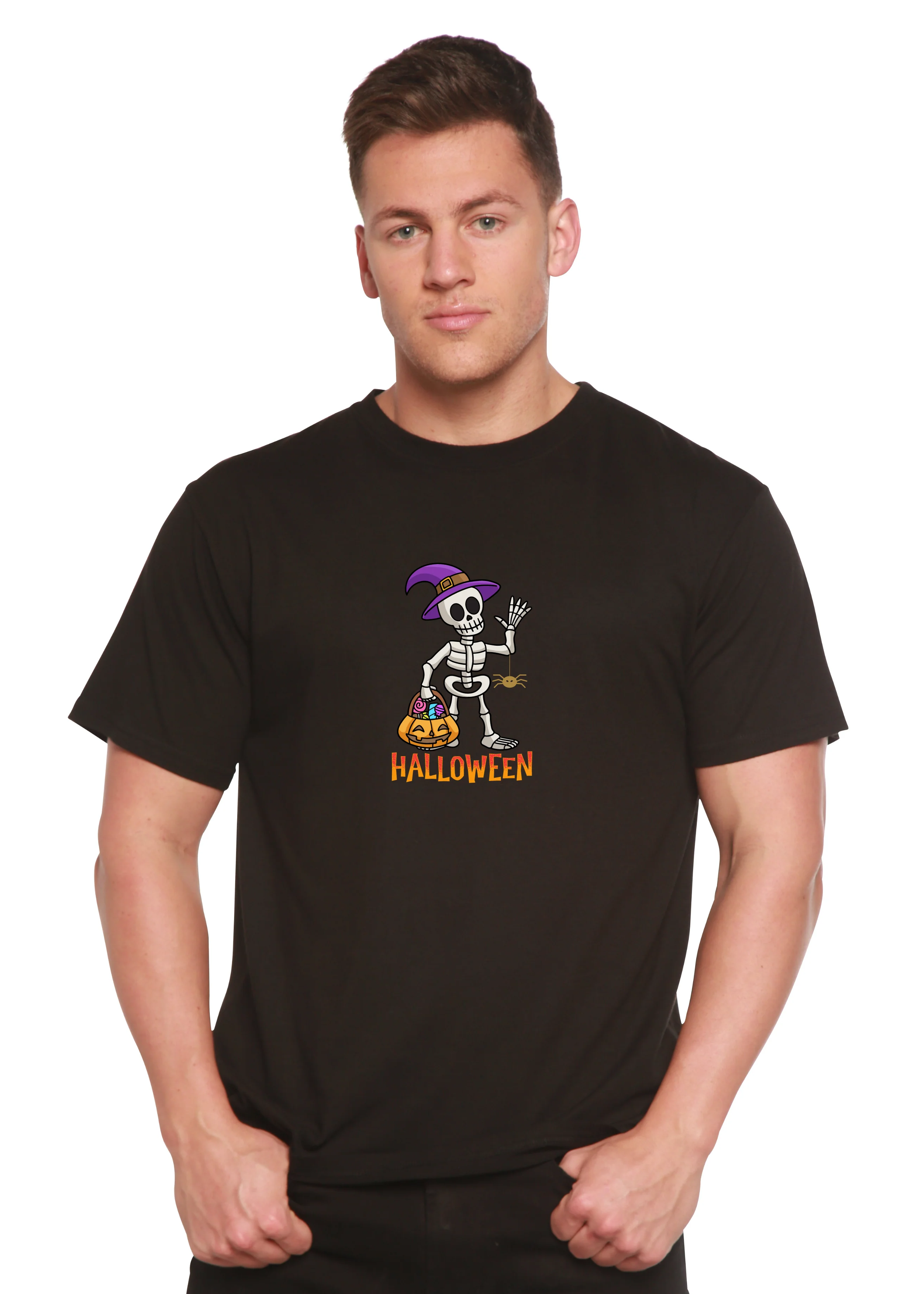 Happy Halloween Unisex Bamboo Viscose/Organic Cotton Short Sleeve Graphic T-Shirt - Image 4