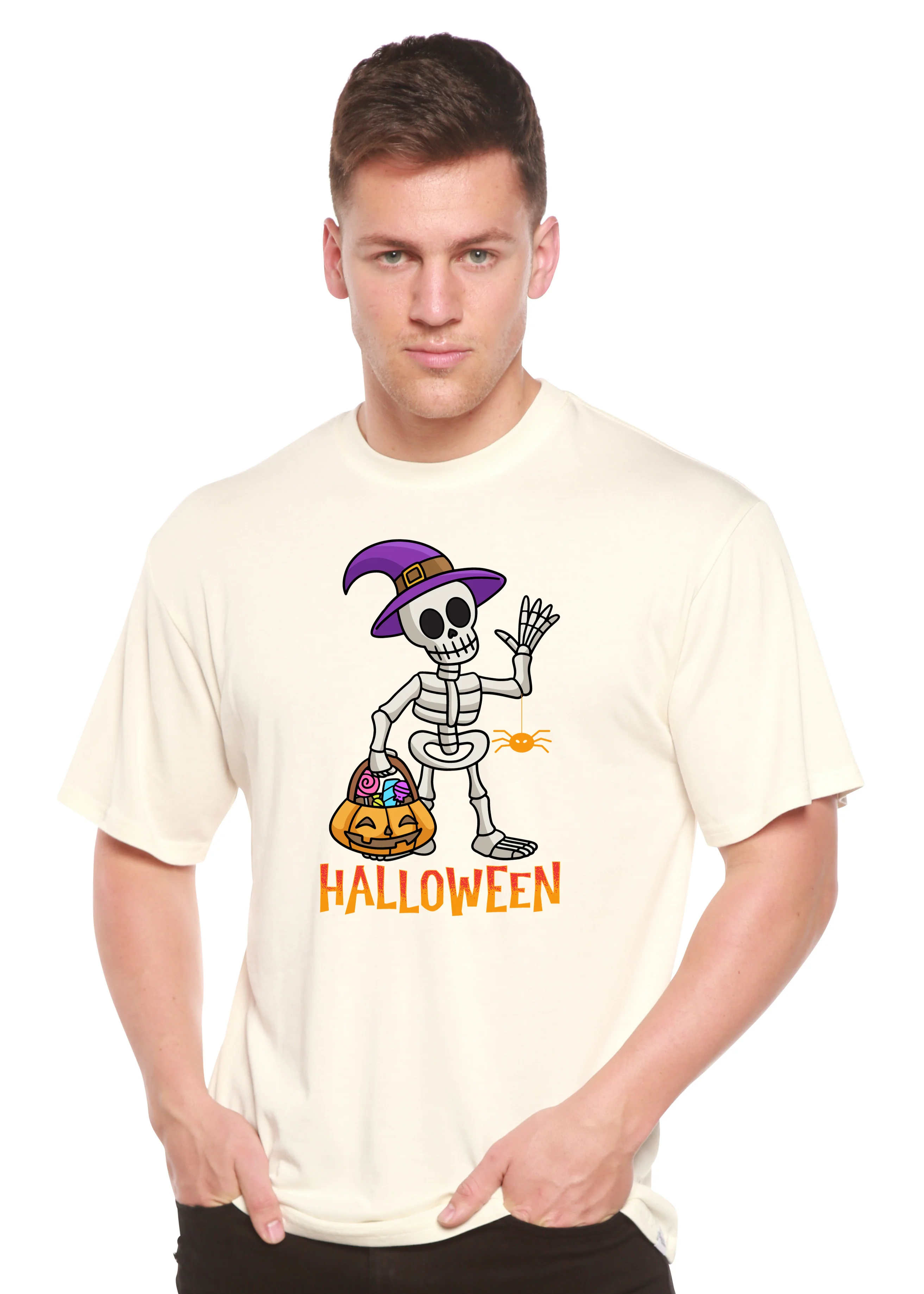Happy Halloween Unisex Bamboo Viscose/Organic Cotton Short Sleeve Graphic T-Shirt - Image 8