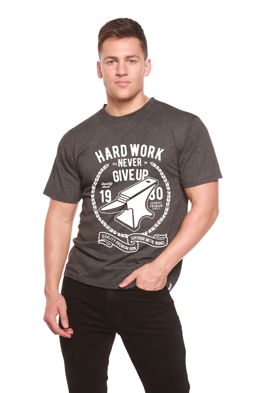 Hard Work Anvil Men's Bamboo Viscose/Organic Cotton Short Sleeve Graphic T-Shirt - Image 5