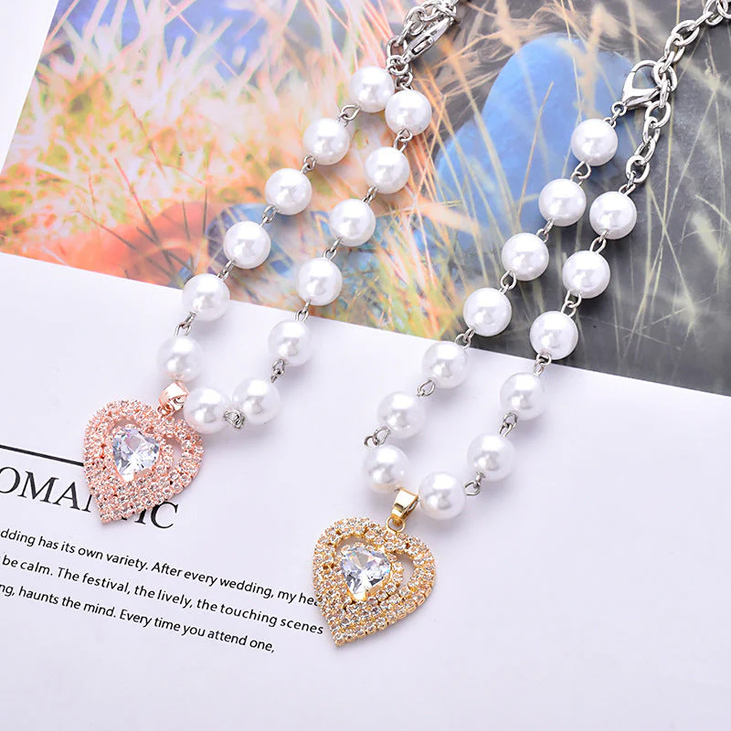 Heart Charm Pearl Pet Necklace β Elegant & Romantic - Image 4