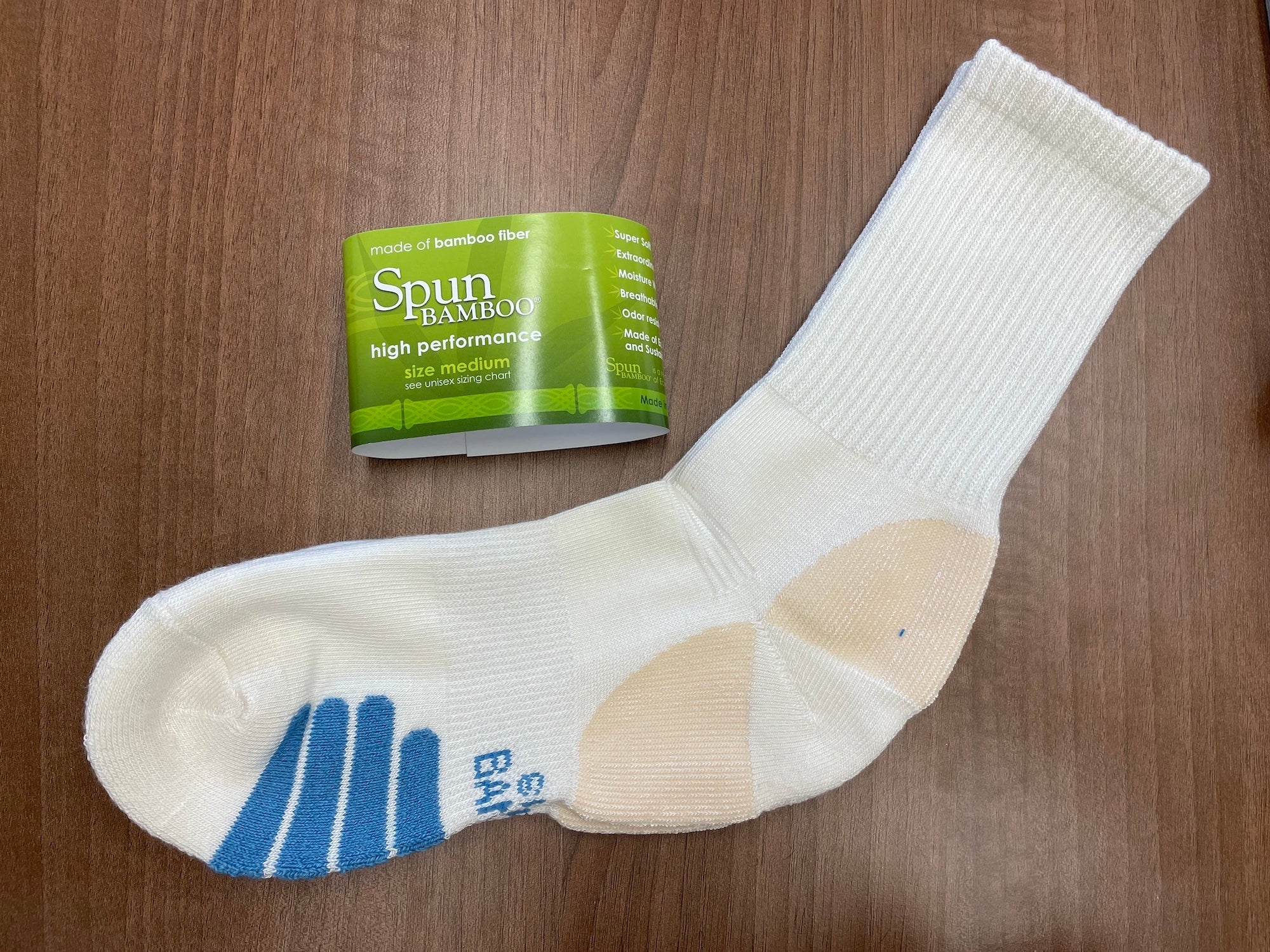 High Performance Crew Bamboo Viscose Socks Unisex White Color - 5-pack - Image 2