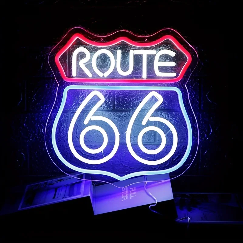 Historic Route 66 Neon Sign, Home Art Man Cave Neon Lights, For Bedroom Home Office Decor - Image 5