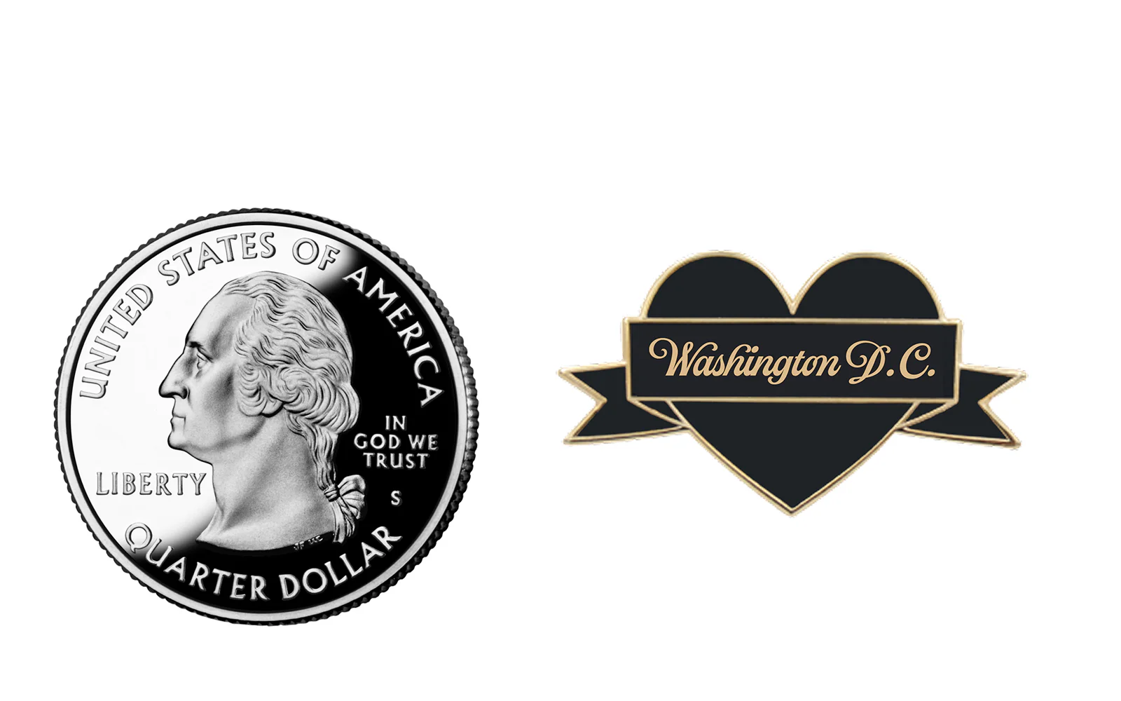I Heart Washington D.C. Enamel Pin – Black & Gold City Pin - Image 4
