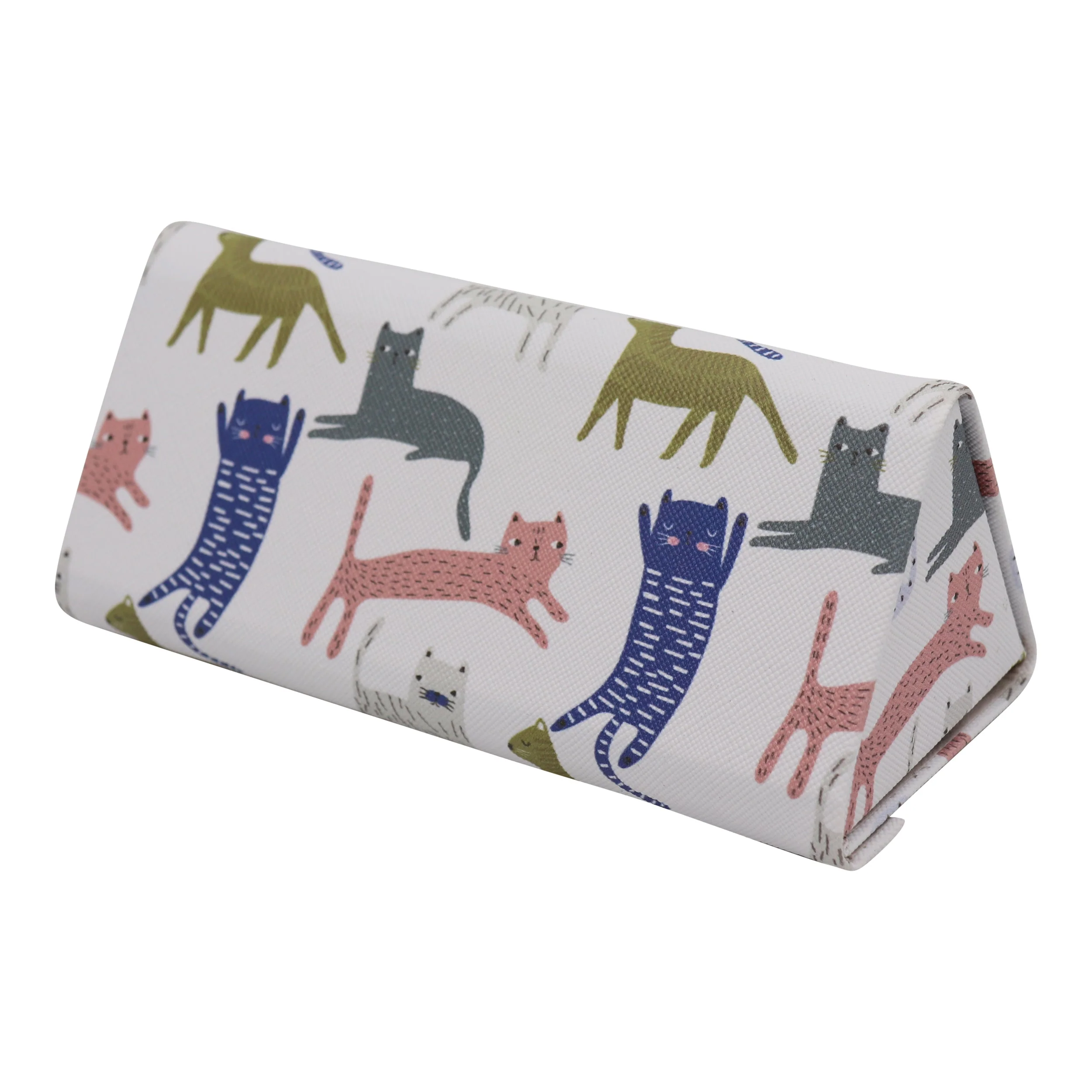 Indie Cat Print Glasses Case - Vegan Leather Magic Folding Hardcase - Image 2