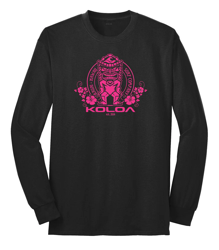 Koloa Tiki Flowers 50/50 Long Sleeve T-Shirts - Image 6