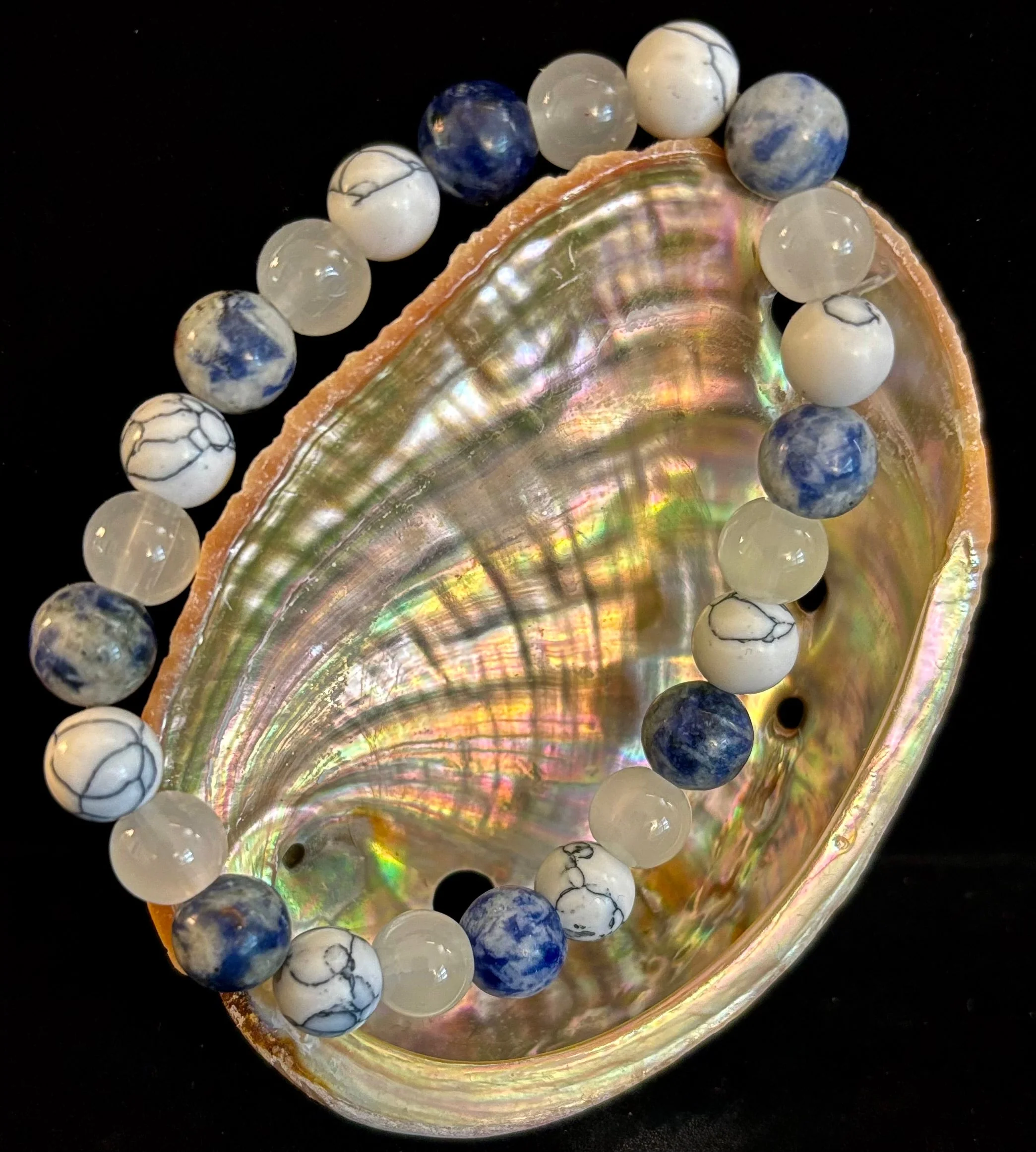 Lapis Lazuli, White Turquoise & Selenite Beaded Bracelet β Protection, Grounding & Spiritual Clarity - Image 7