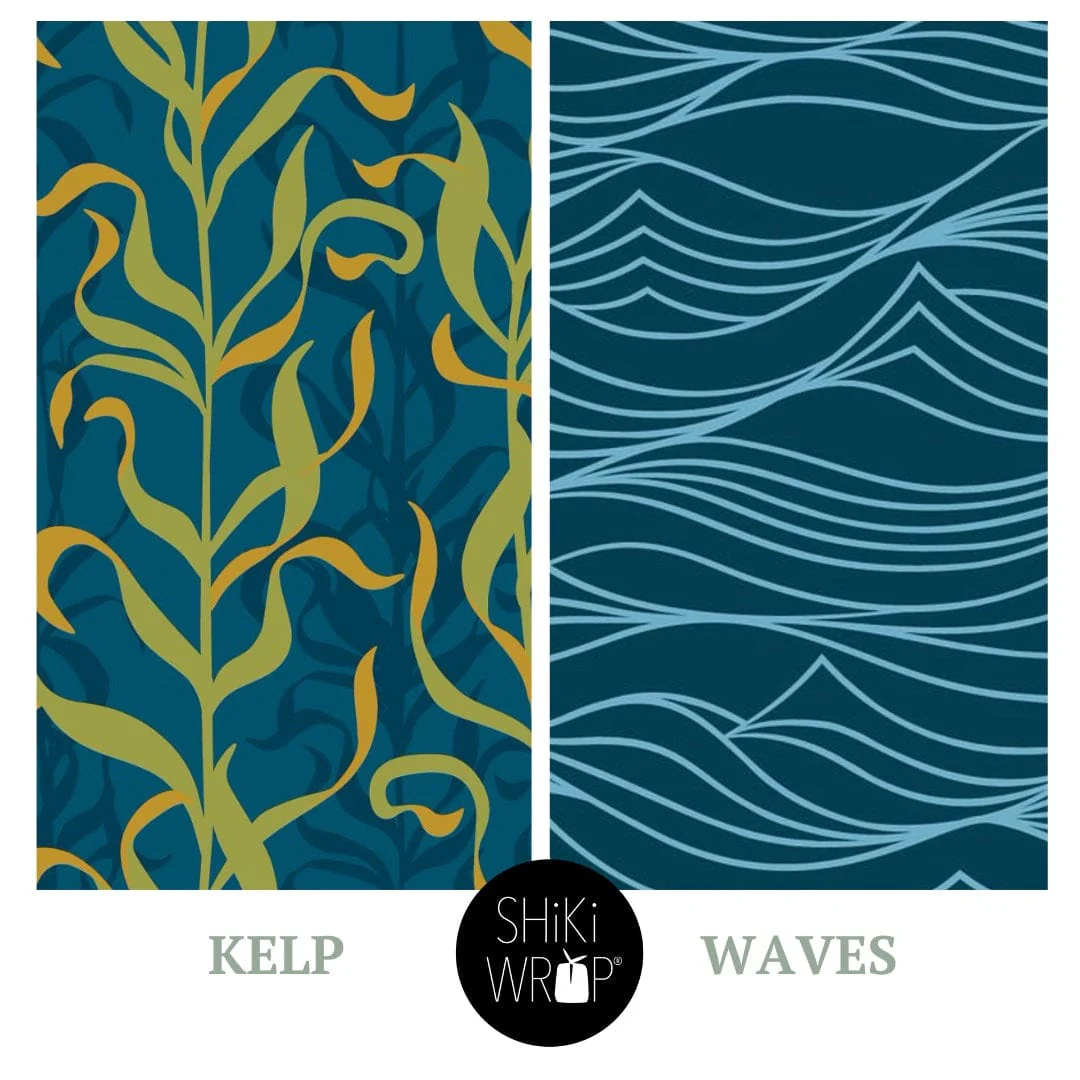 Large Reusable Cloth Furoshiki Gift Wrap | Kelp & Waves - Image 3