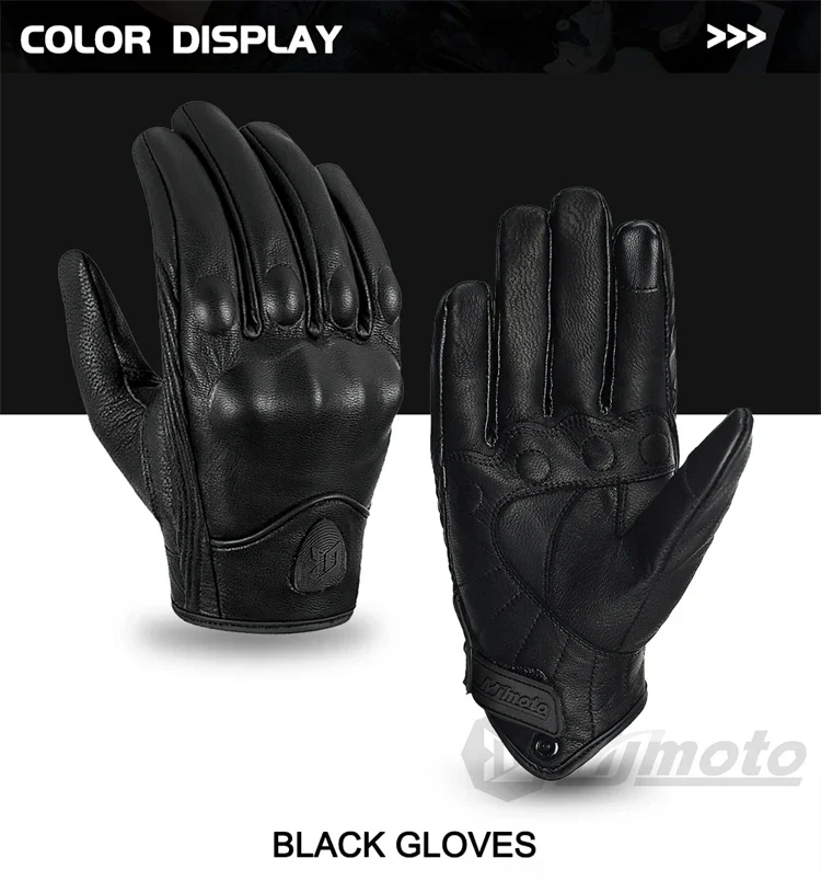 Leather Gloves Retro Biker - Image 13