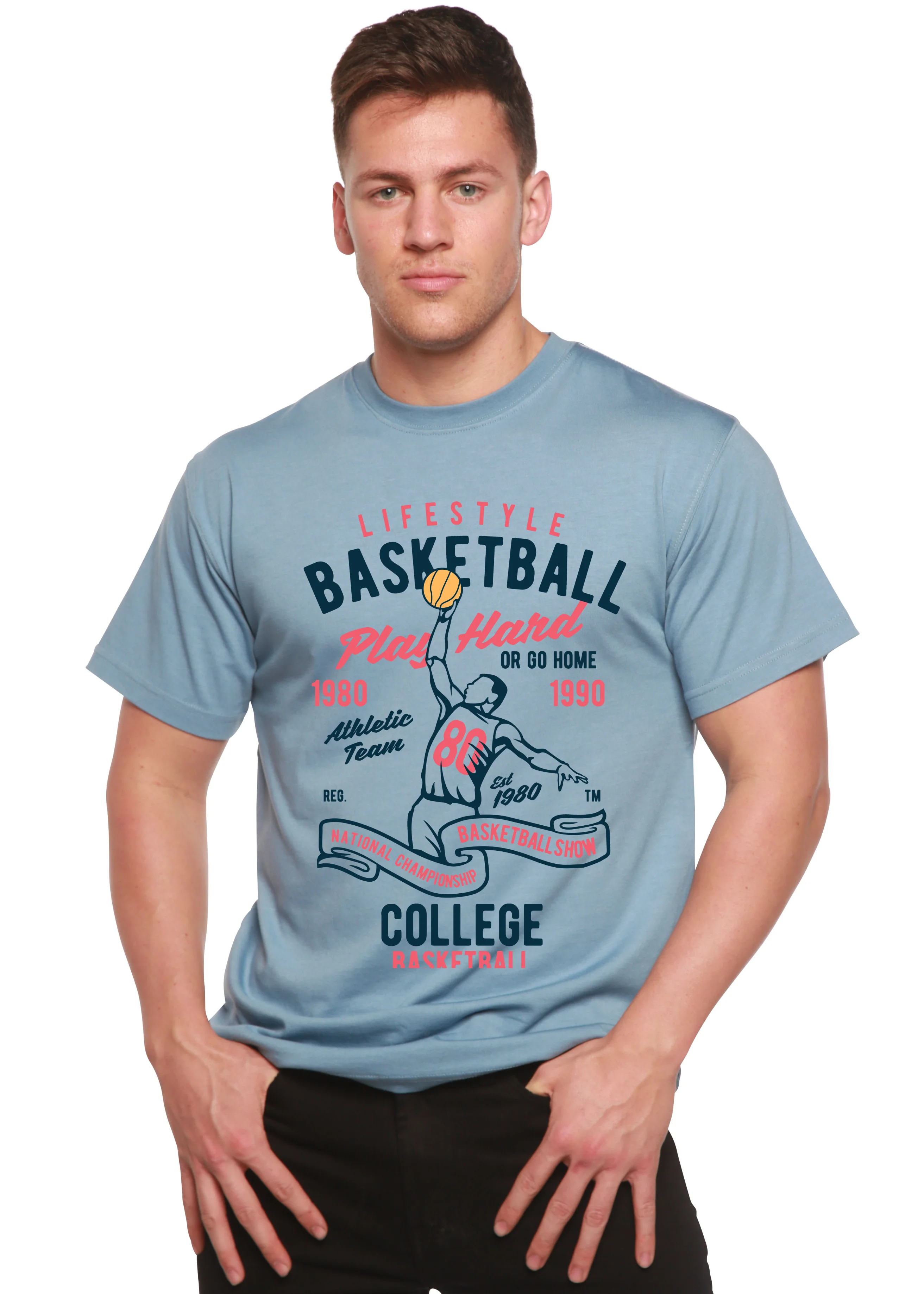 Life Style Basketball Men's Bamboo Viscose/Organic Cotton Short Sleeve Graphic T-Shirt - Image 4