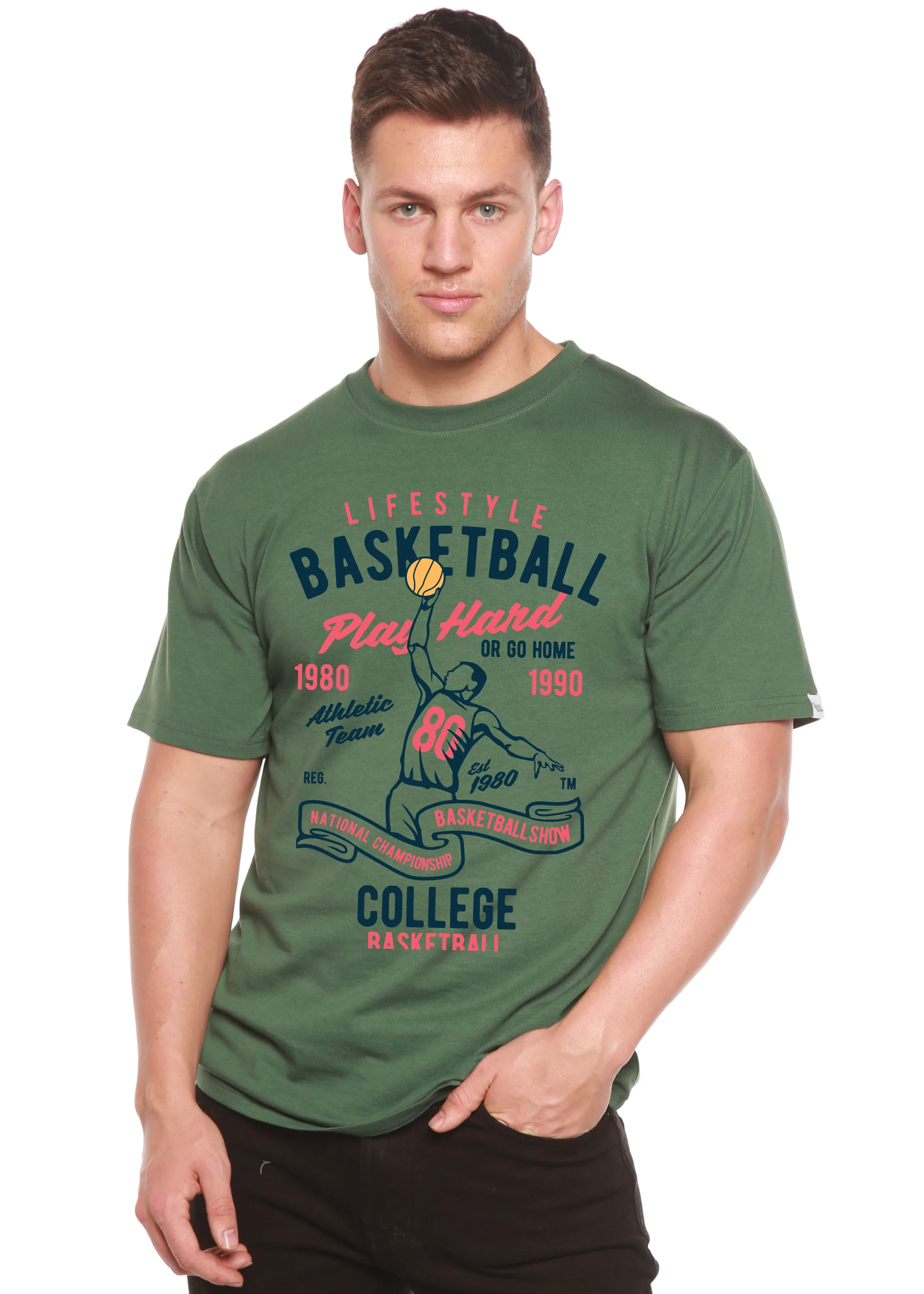 Life Style Basketball Men's Bamboo Viscose/Organic Cotton Short Sleeve Graphic T-Shirt - Image 5