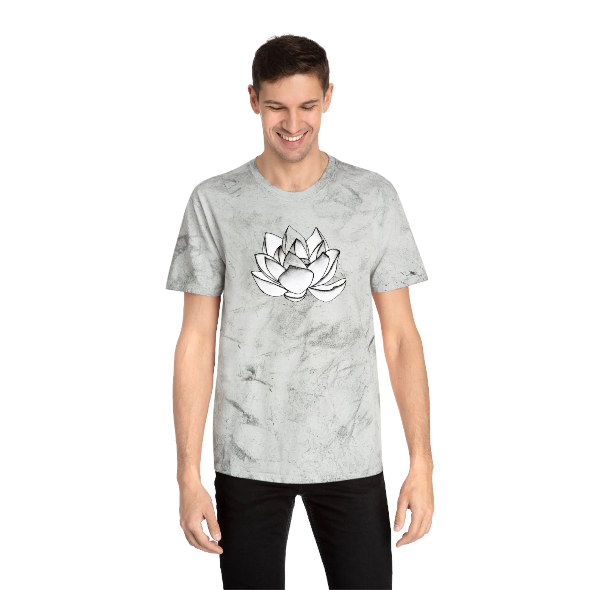 Lotus Flower Sketch Industrial Dye Premium T-Shirt - Image 5
