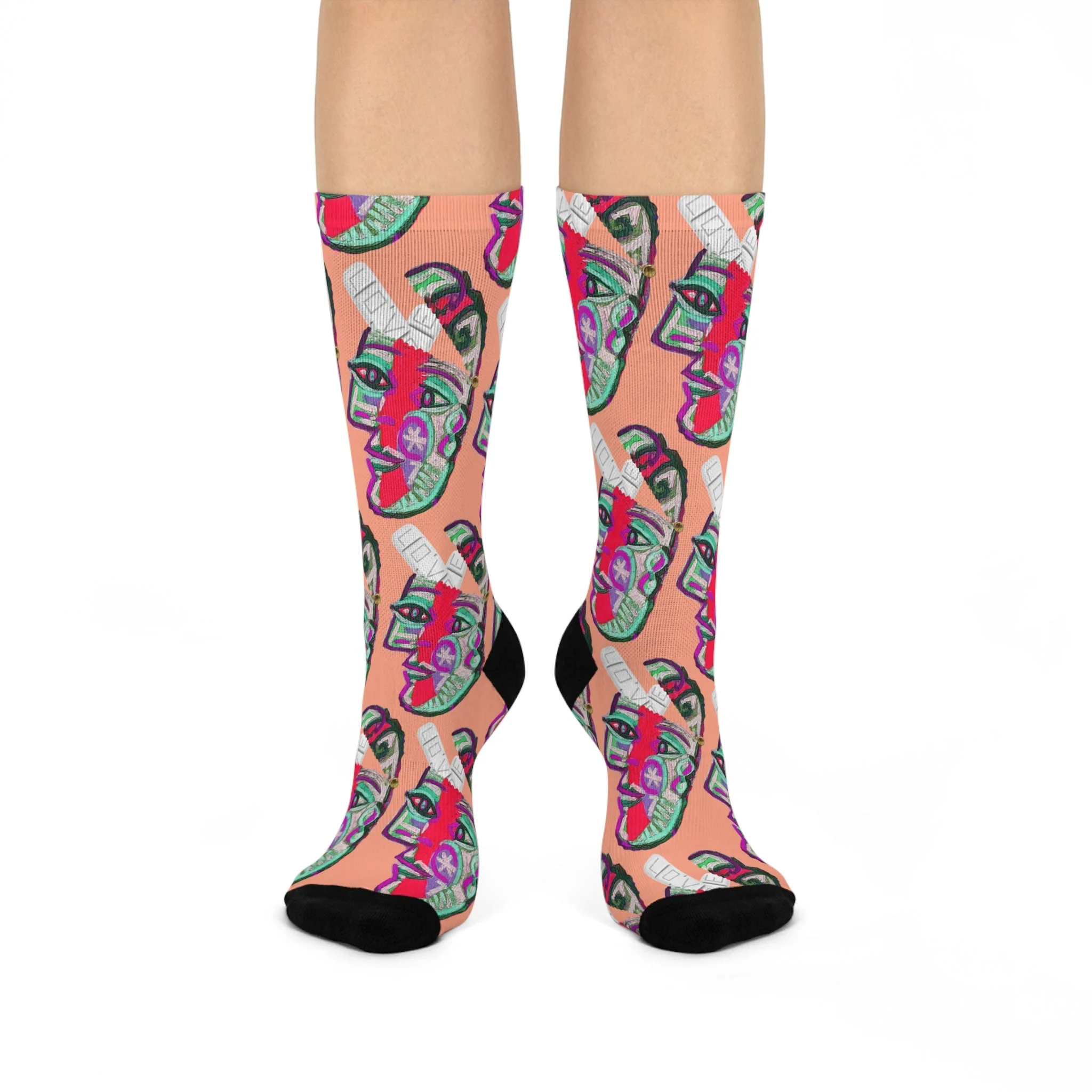 LOVE PILL Cushioned Crew Socks Peach Whip - Image 4