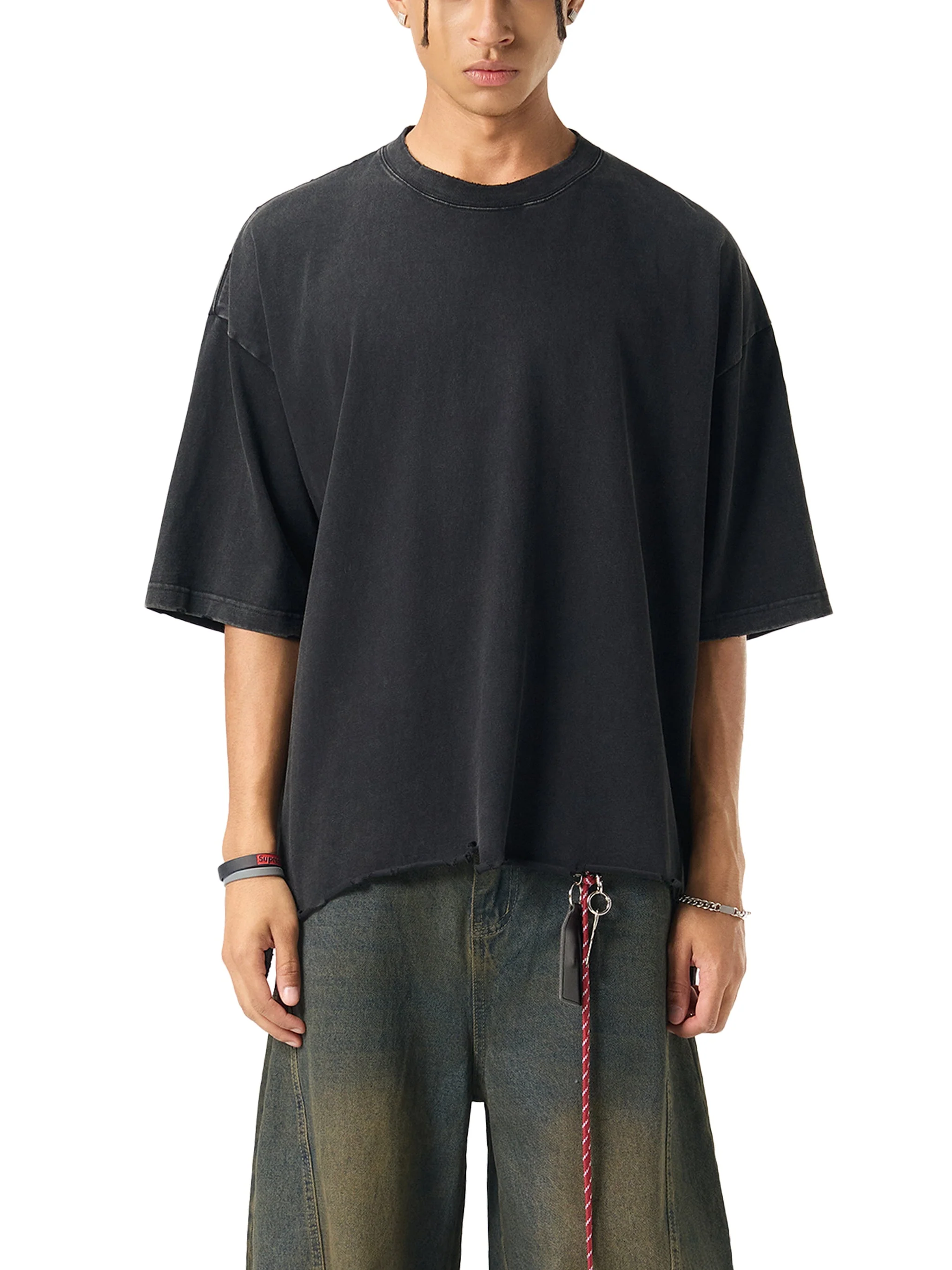 Love Pillcaso Snow Wash Raw-Hem Boxy T-shirt - Image 12
