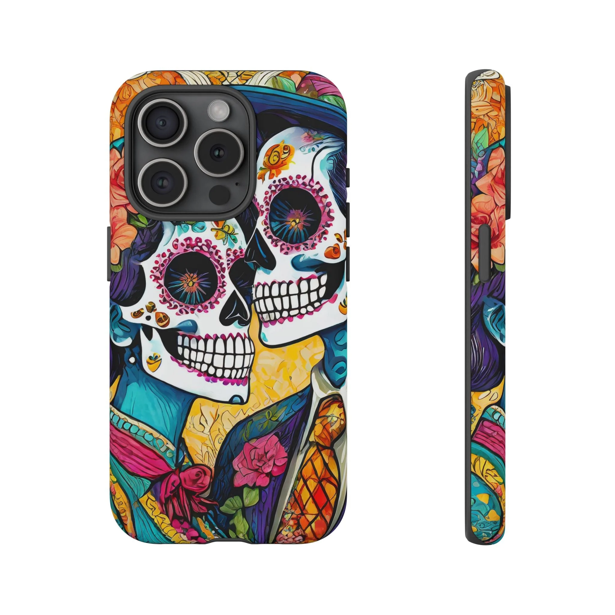 Loving Sugar Skull Couple Tough Phone Case - Image 6
