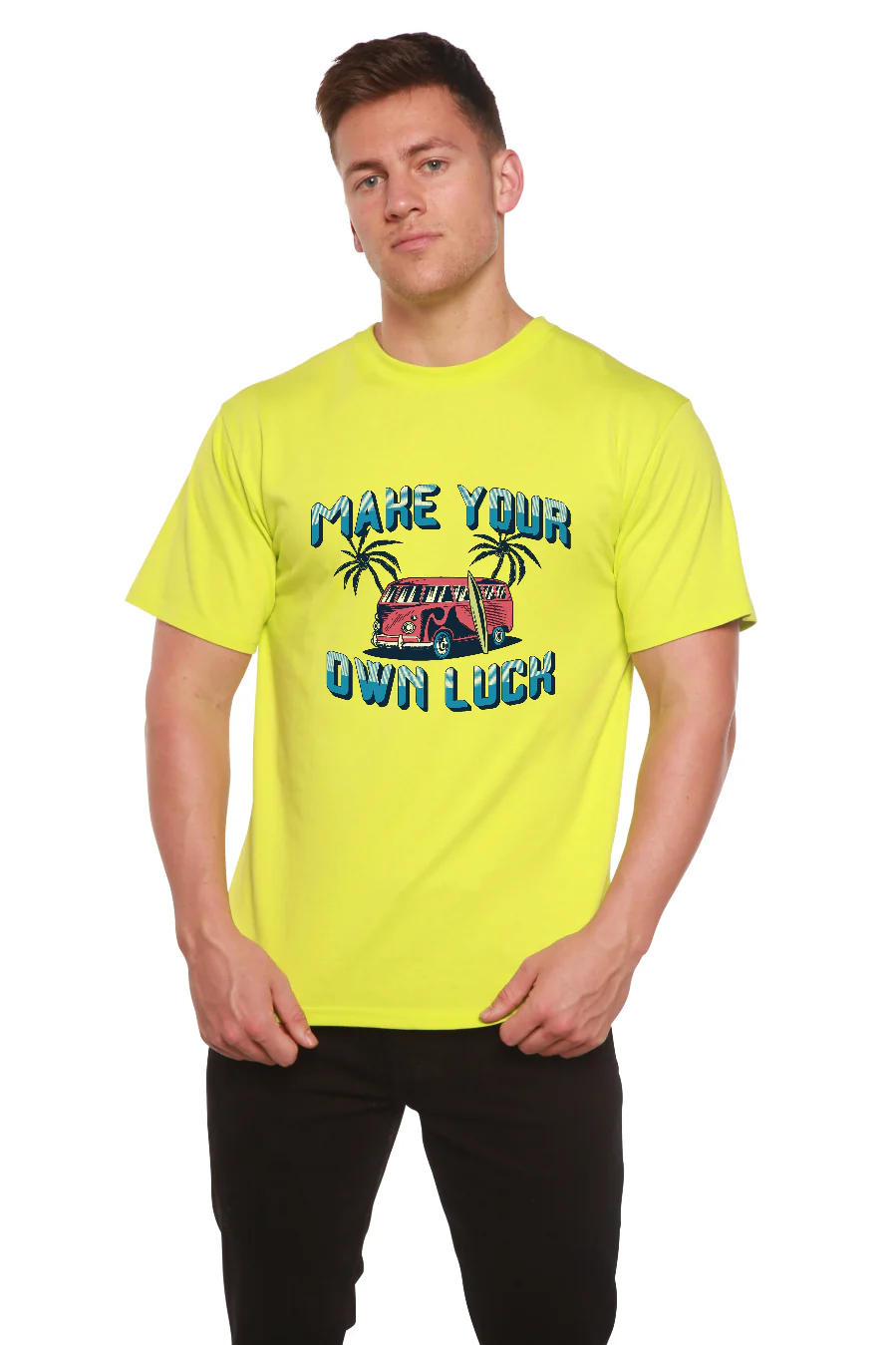 Make your own luck Men's Bamboo Viscose/Organic Cotton Short Sleeve Graphic T-Shirt - Image 2