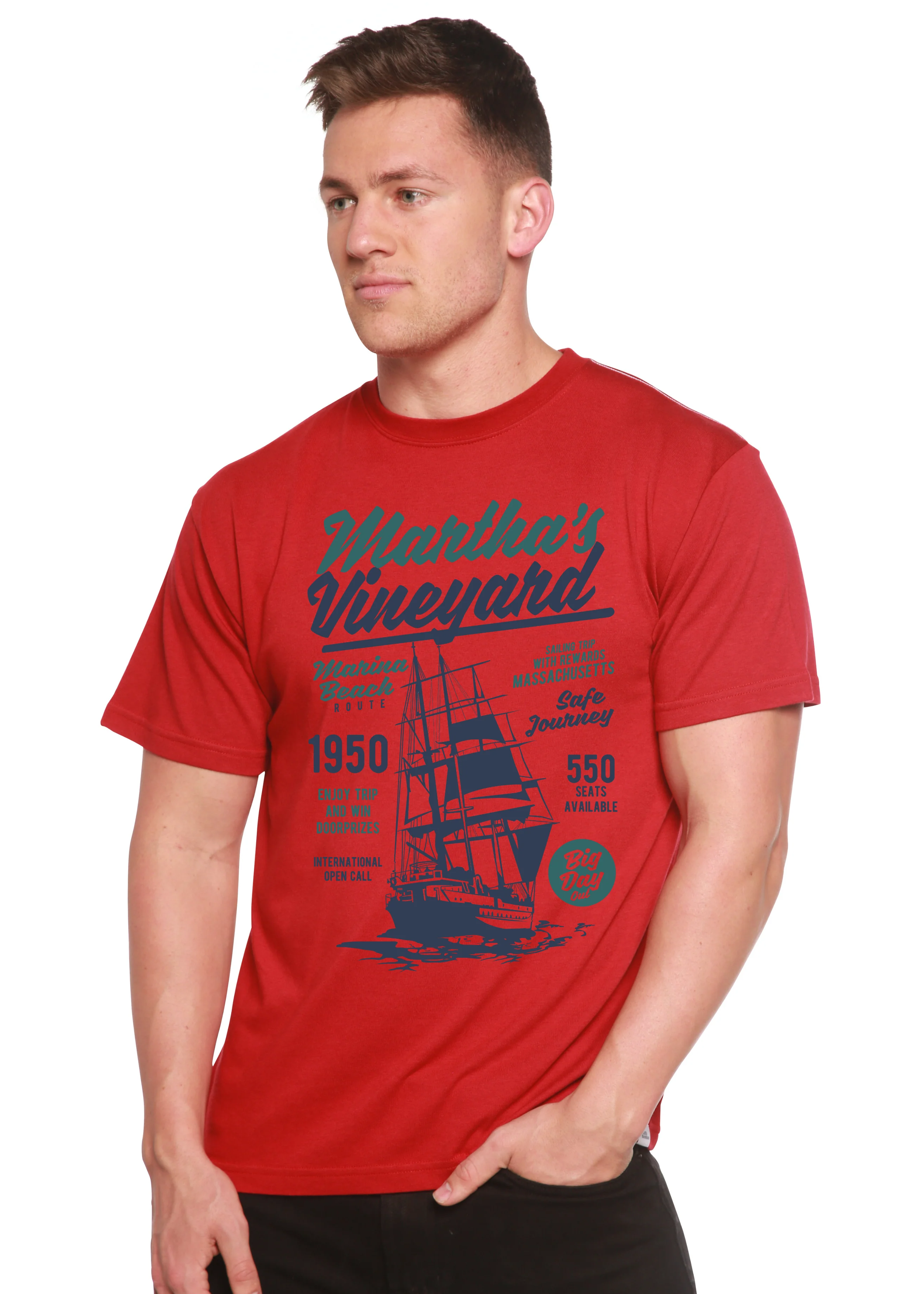Martha's vineyard Men's Bamboo Viscose/Organic Cotton Short Sleeve Graphic T-Shirt - Image 4