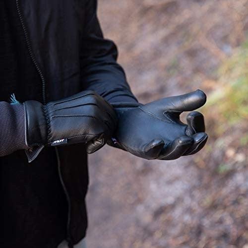 Men’s Warm Winter Dress And Work Gloves, Thermal Lining, Genuine Black Leather - Image 6