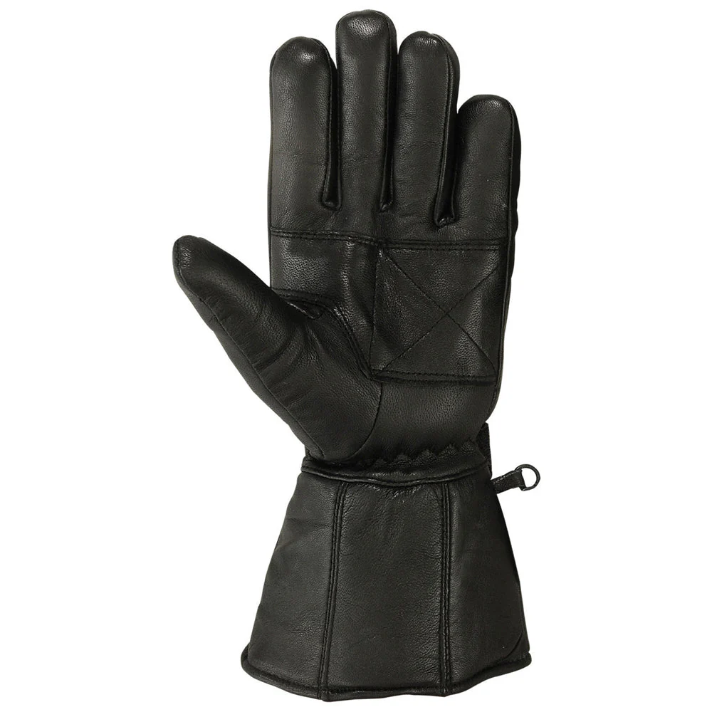 Mens Motorbike Gloves Cold Weather Motorcycle Riding Genuine Leather Black Glove-Black-XL - Image 5