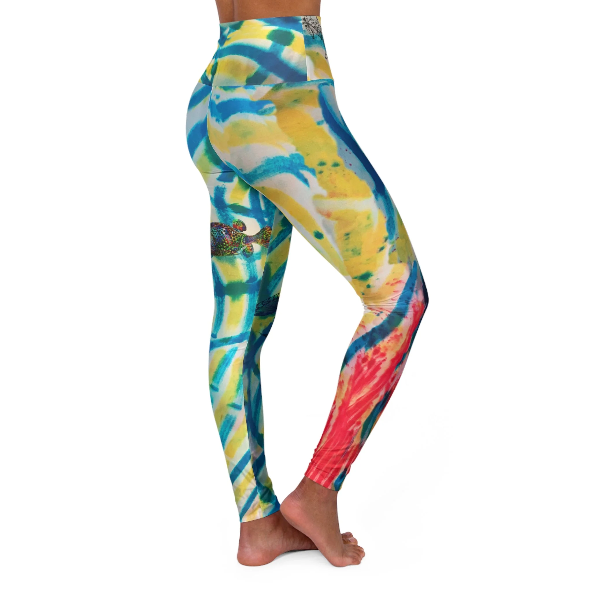 Mermaid at the Beach High Waisted Yoga Leggings - Image 6