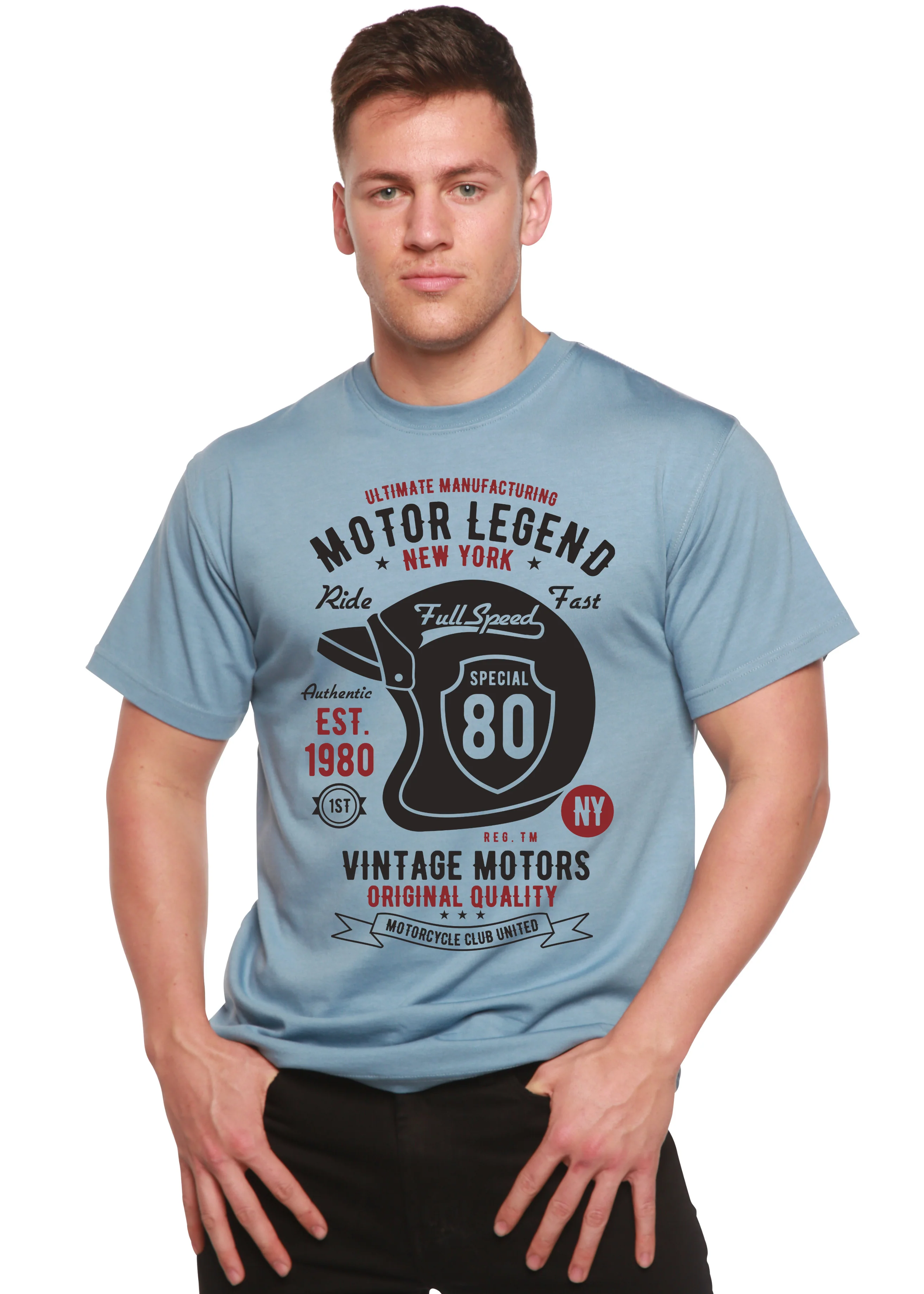 Motor Legend Helmet Men's Bamboo Viscose/Organic Cotton Short Sleeve Graphic T-Shirt - Image 6
