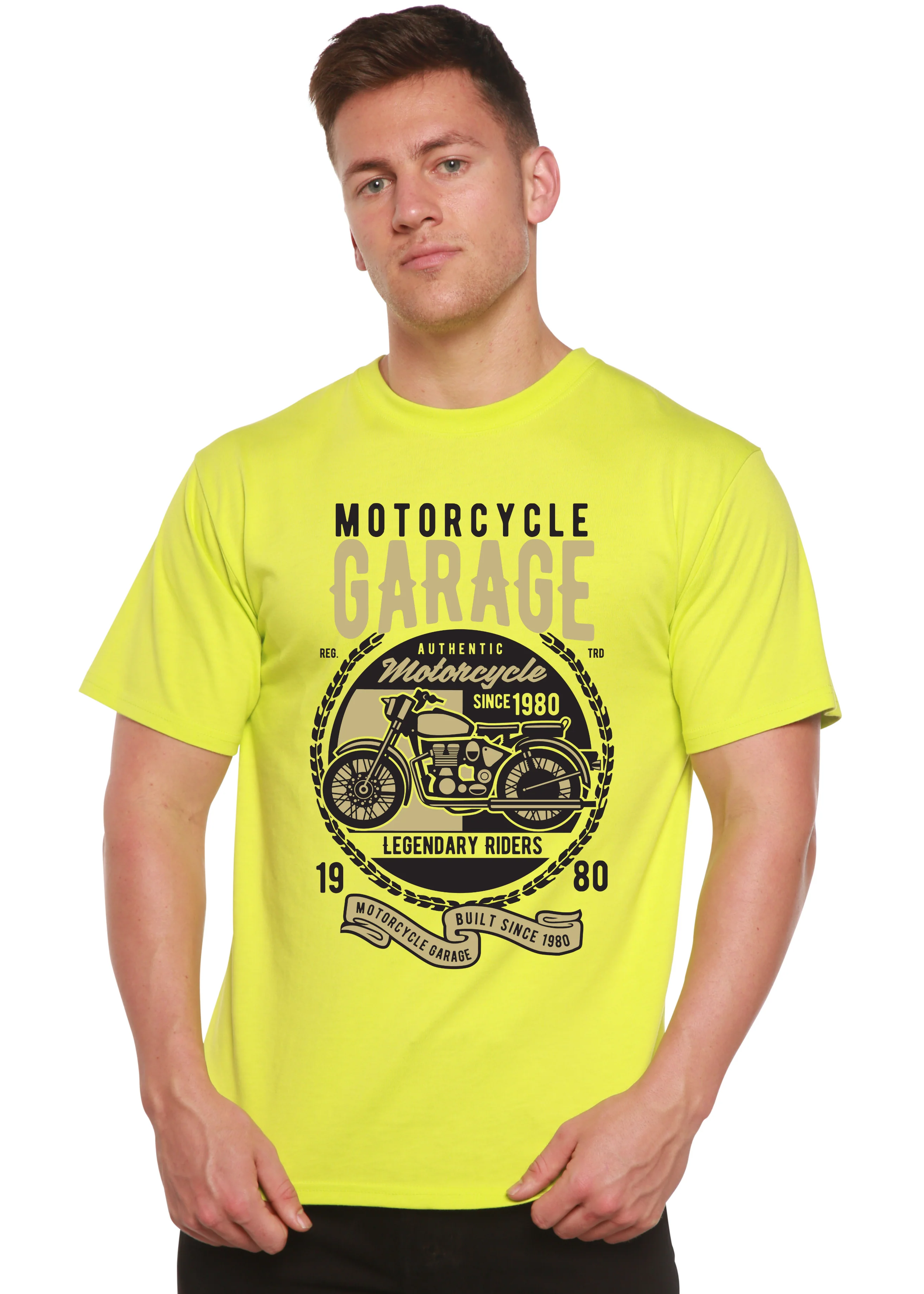 Motorcycle Garage Men's Bamboo Viscose/Organic Cotton Short Sleeve Graphic T-Shirt - Image 3