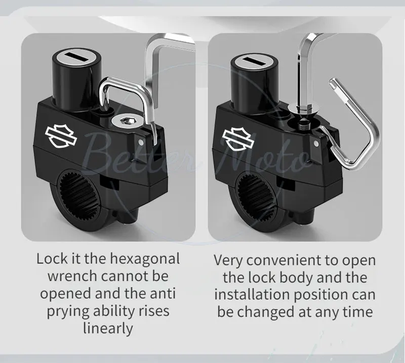 Motorcycle Helmet Lock Anti-theft Security Safety For Handlebar - Image 13