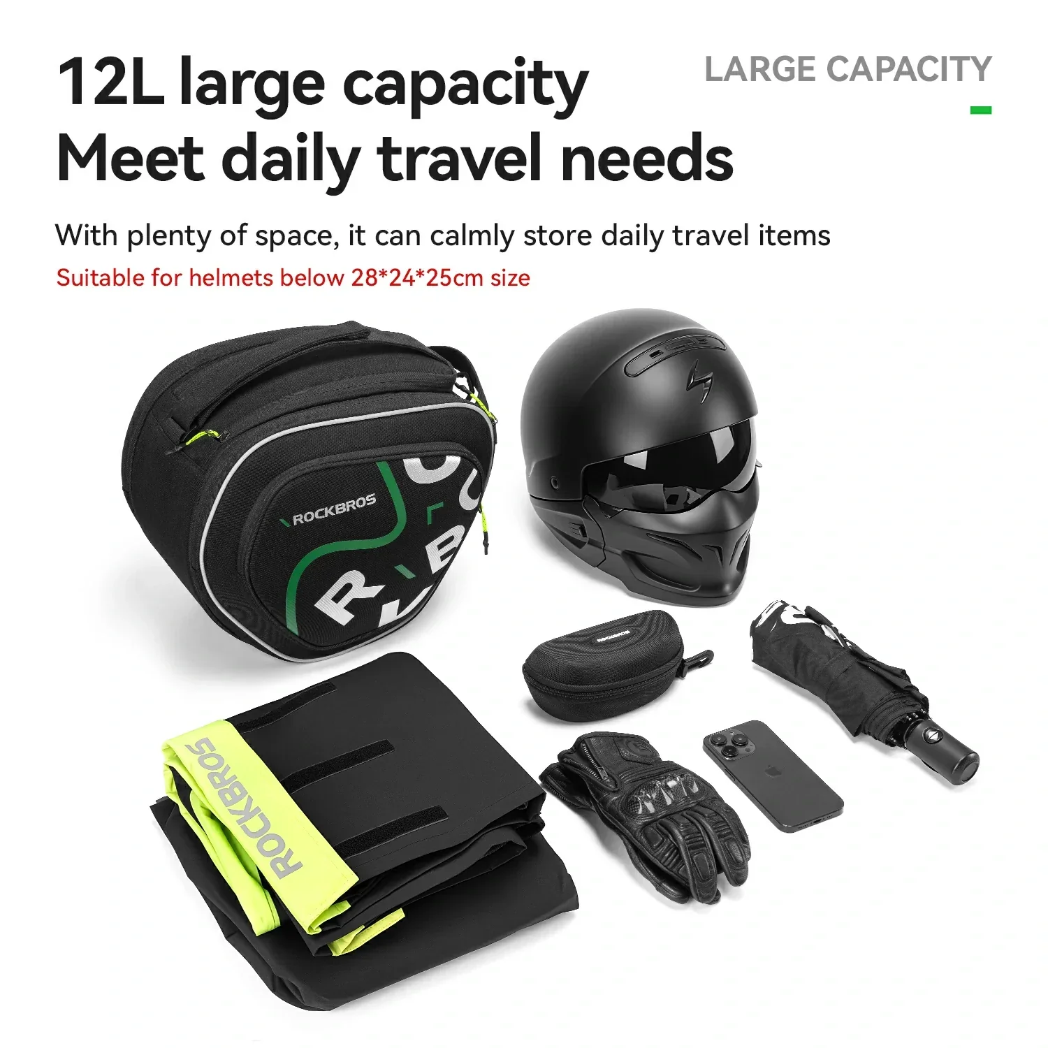 Motorcycle Tank Bag Helmet Bag 12L With Rain Cover - Image 4