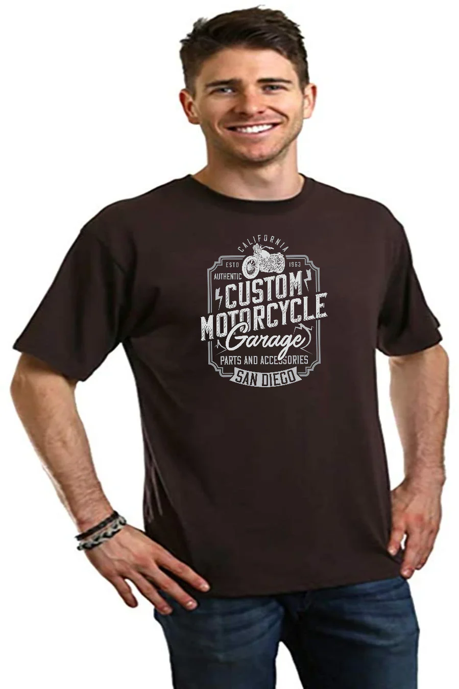 Mototrcycle Garage Men's Bamboo Viscose/Organic Cotton Short Sleeve Graphic T-Shirt - Image 5
