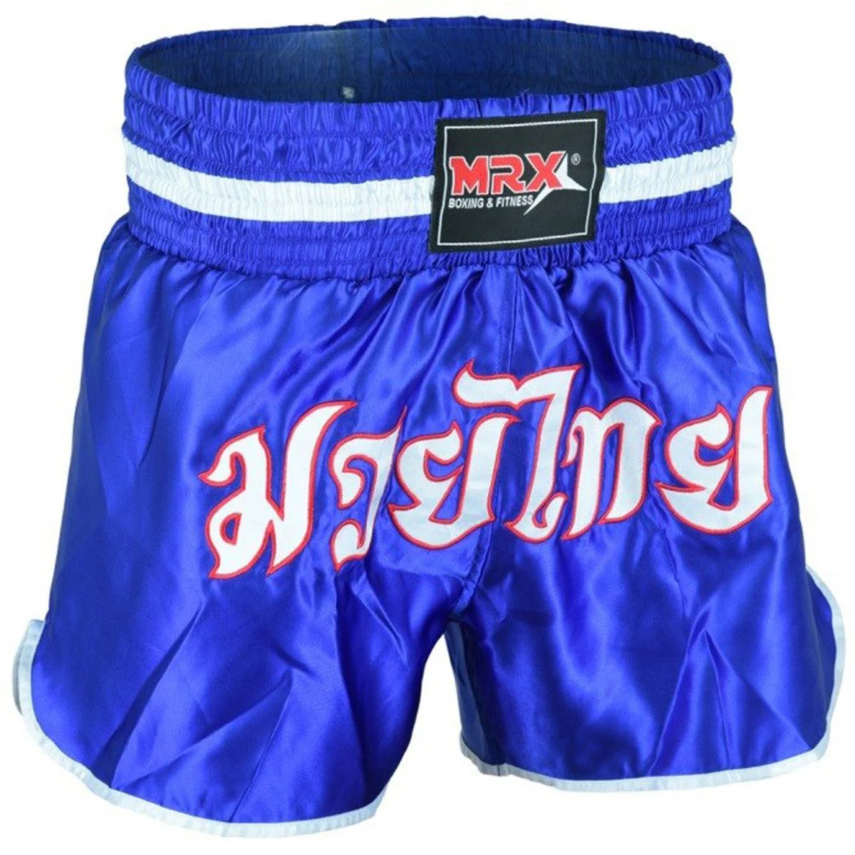 MRX Muay Thai Shorts Kickboxing Fighting Shorts for Men and Women Blue - White -1305 - Image 6