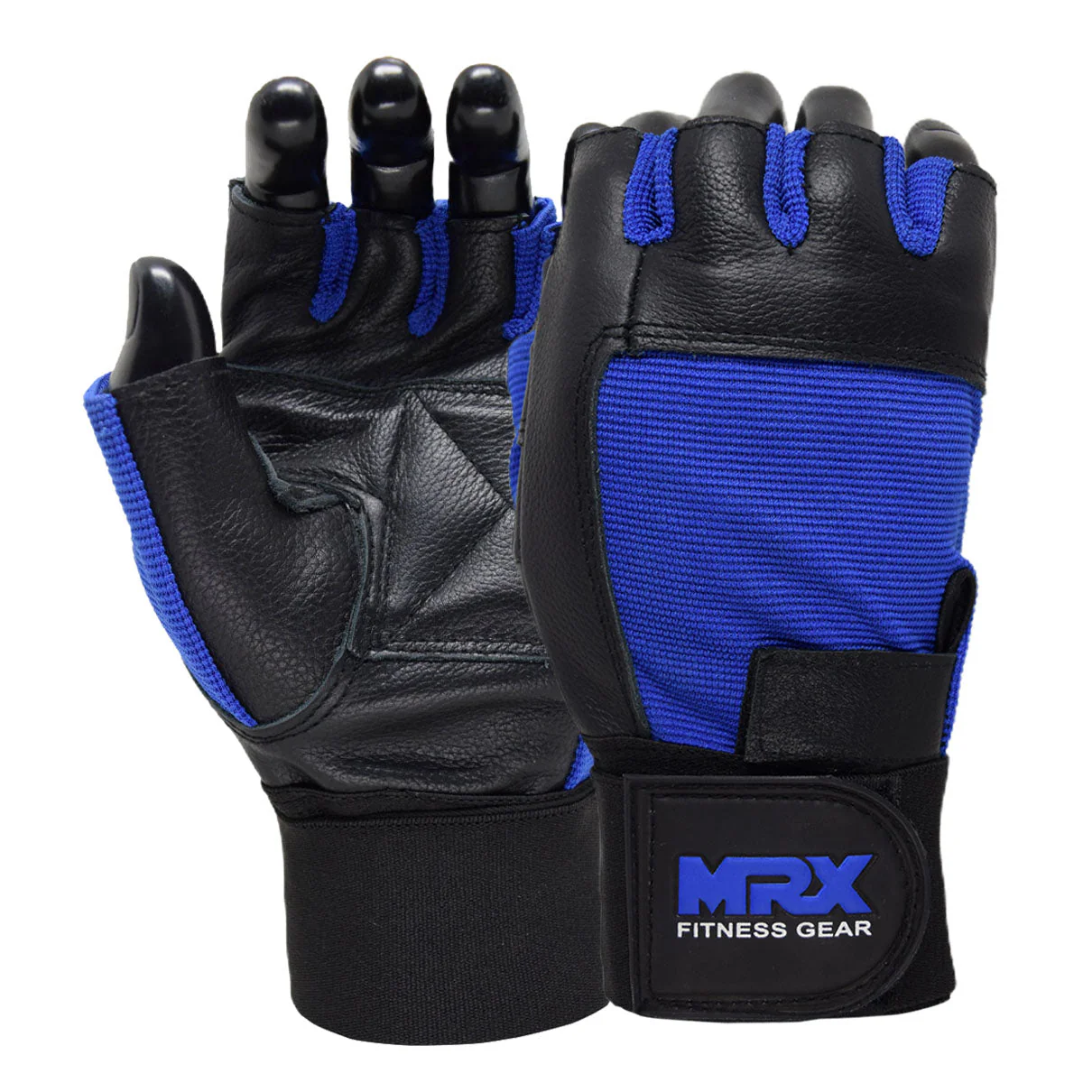 MRX Weight Lifting Gloves Leather Workout Glove With Long Wrist Strap - Image 4