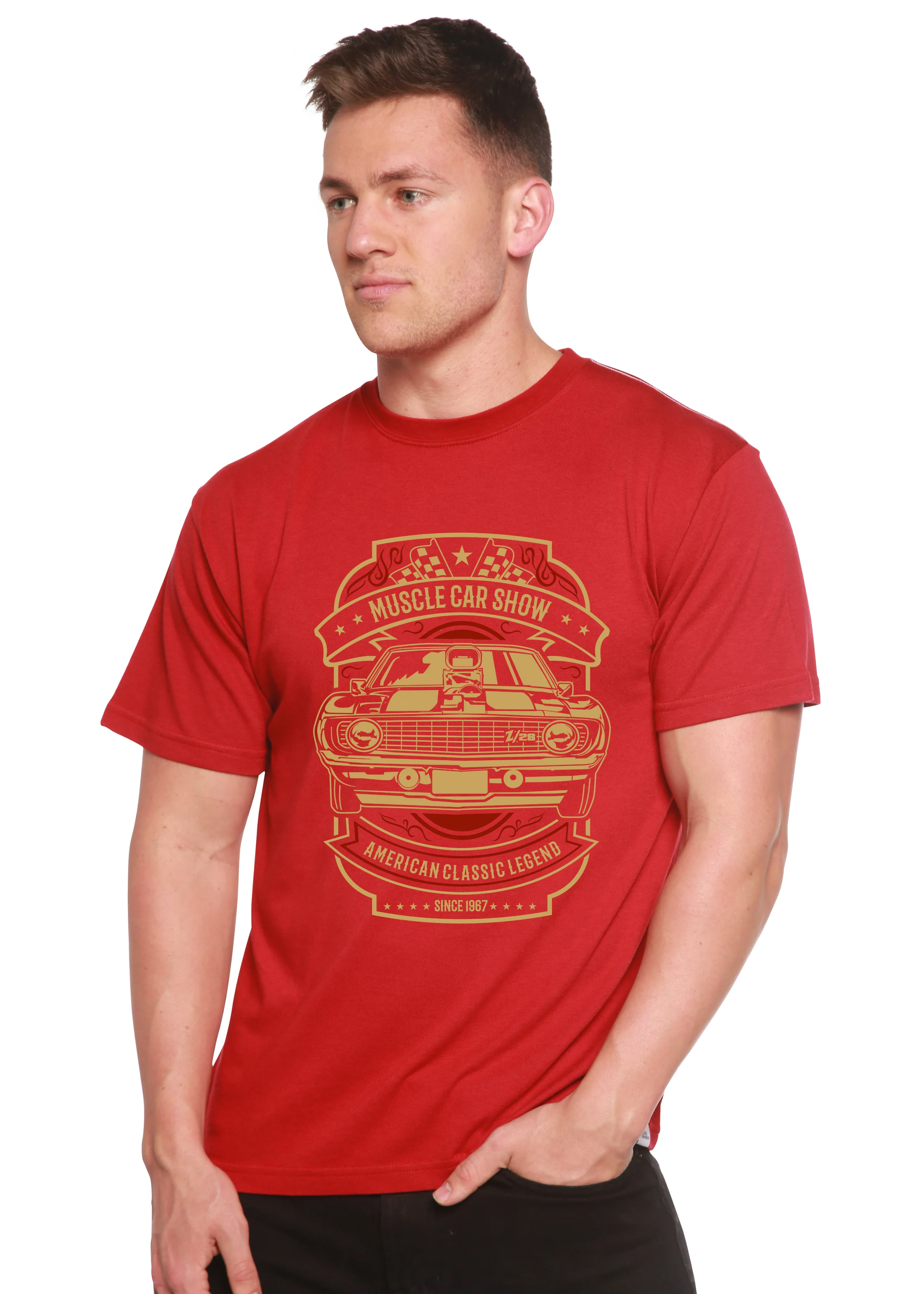 Muscle Car Show Spun Bamboo® Men's Bamboo Viscose/Organic Cotton Short Sleeve Graphic T-Shirt - Image 4