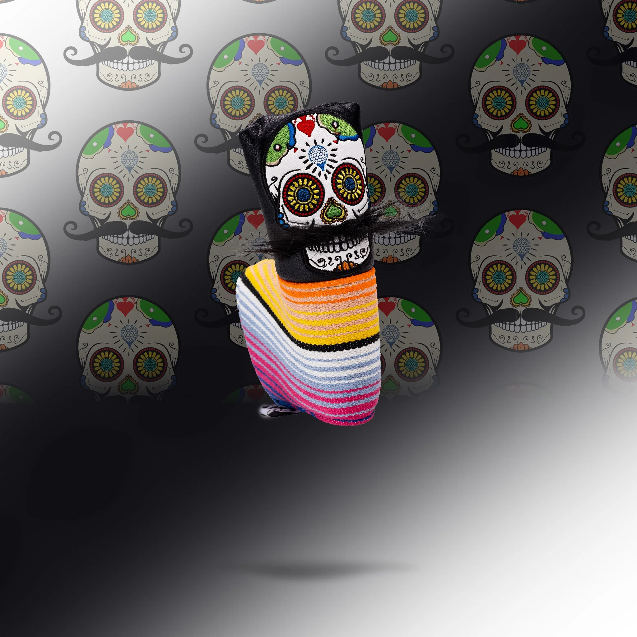Mustache Sugar Skull - Blade Putter Cover Black - Image 13