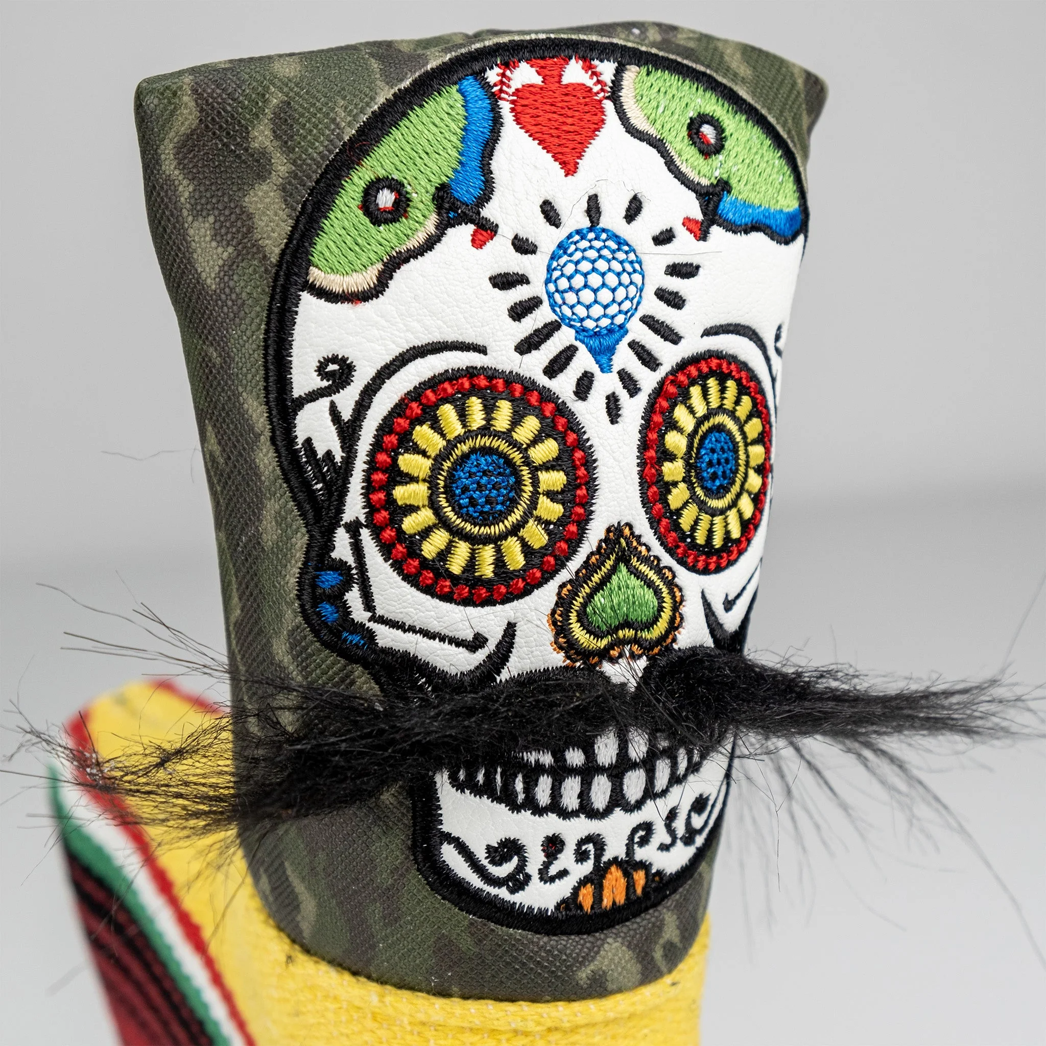 Mustache Sugar Skull - Blade Putter Cover Green Camo - Image 16