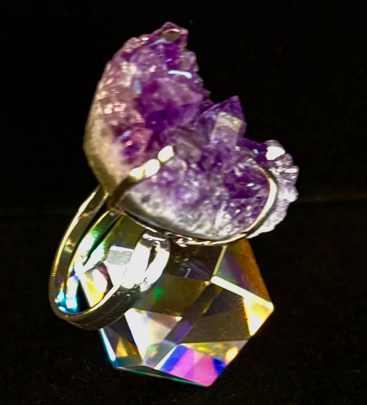 Natural Amethyst Geode Statement Ring – Handmade in Brazil - Image 5