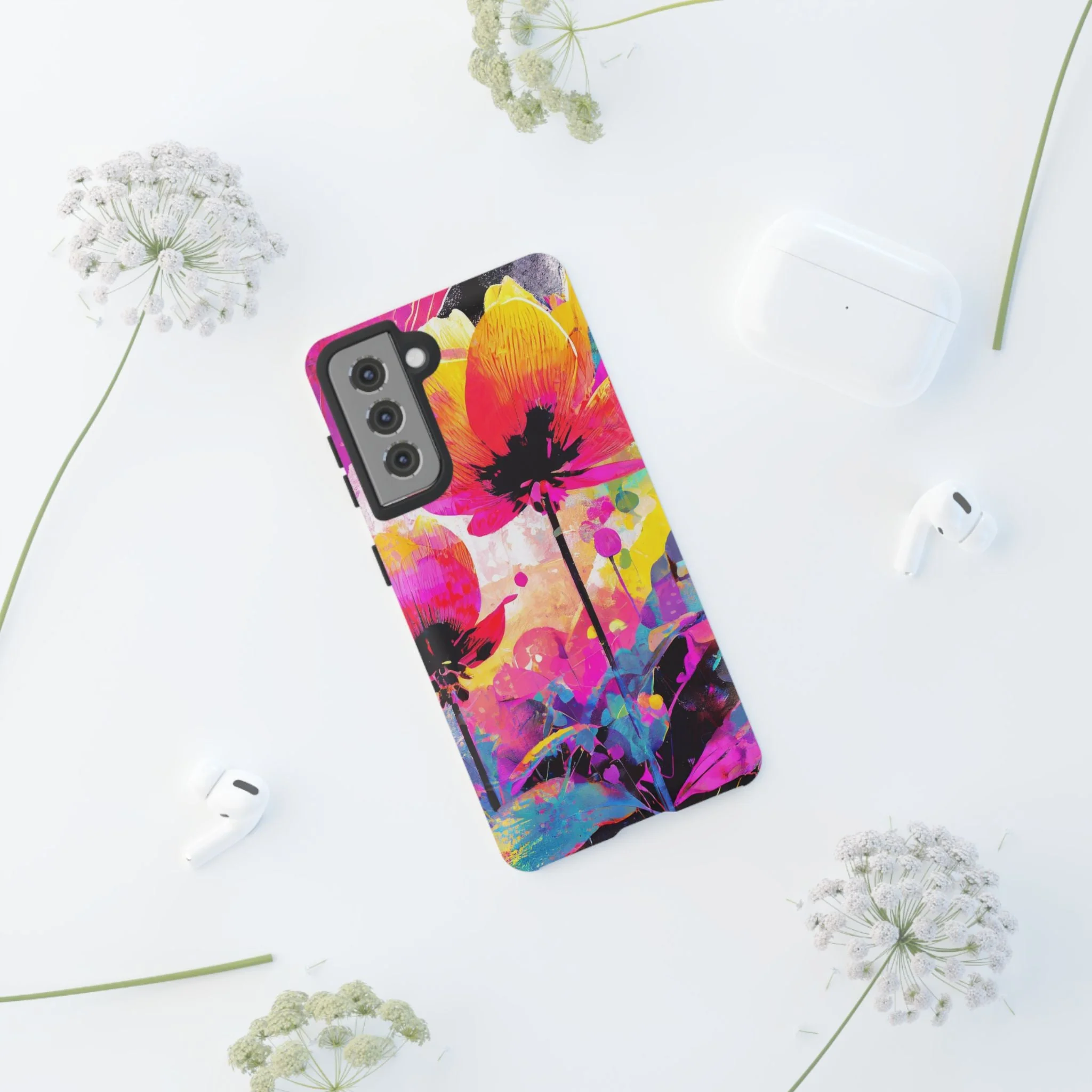Neon Floral Tough Phone Case - Image 50