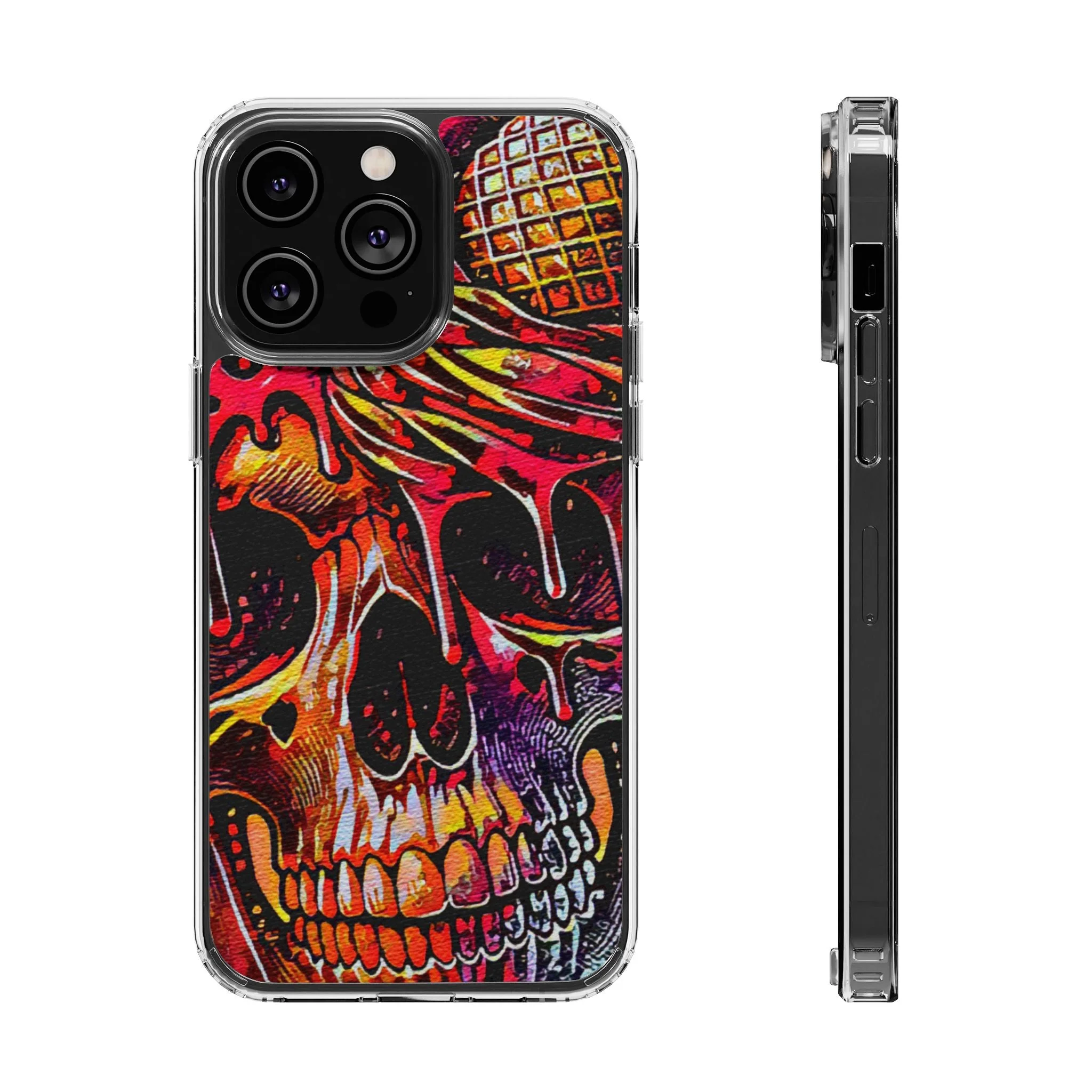 Neon Ice Cream Skull Clear Phone Case - Image 16