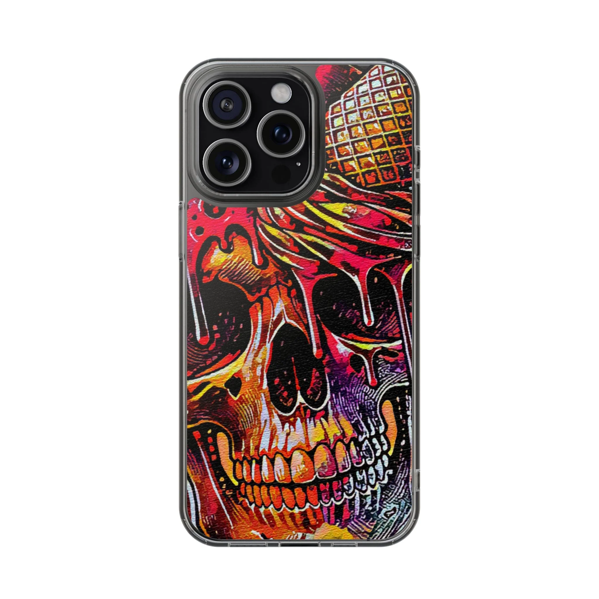 Neon Ice Cream Skull Clear Phone Case - Image 19