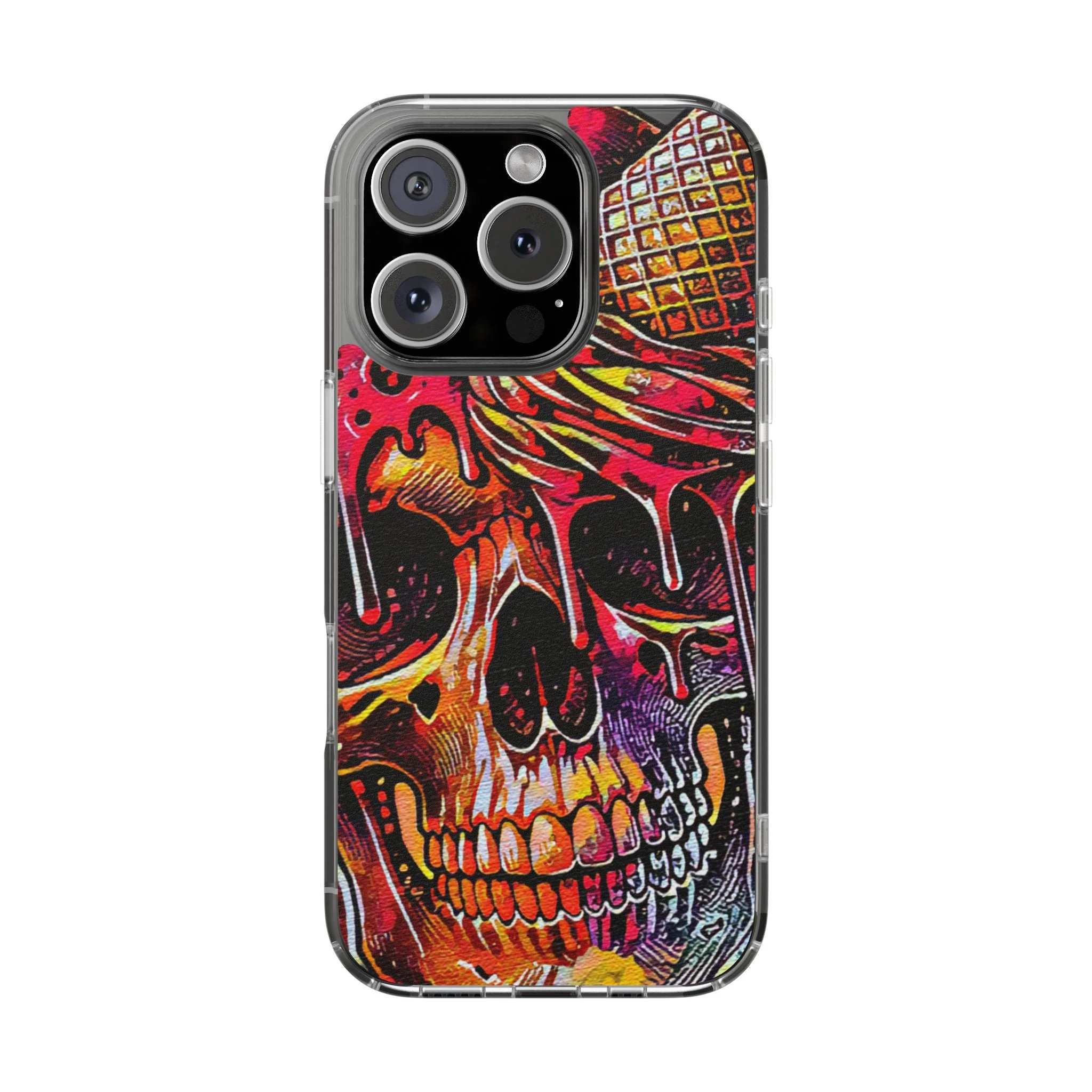 Neon Ice Cream Skull Clear Phone Case - Image 24