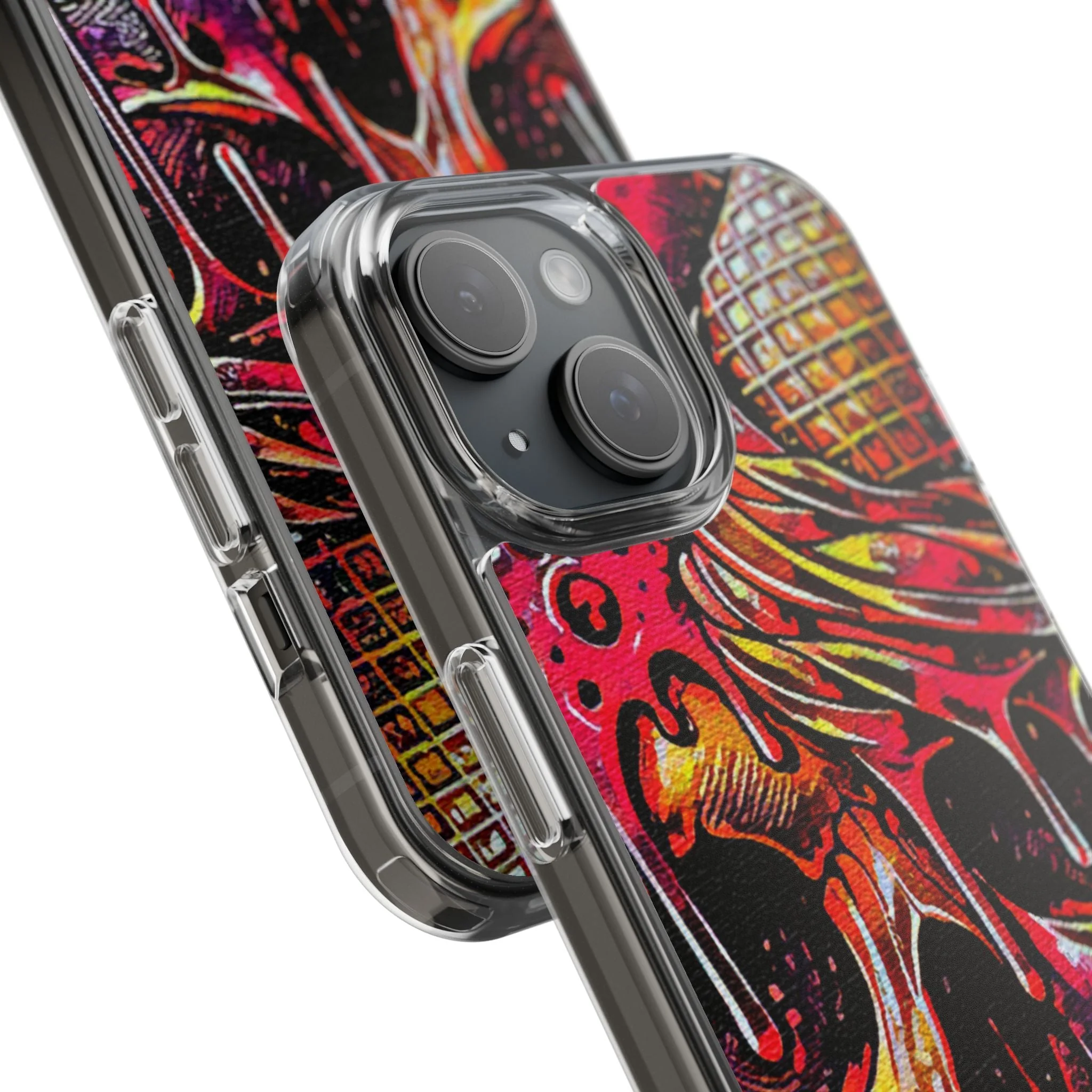 Neon Ice Cream Skull Clear Phone Case - Image 28