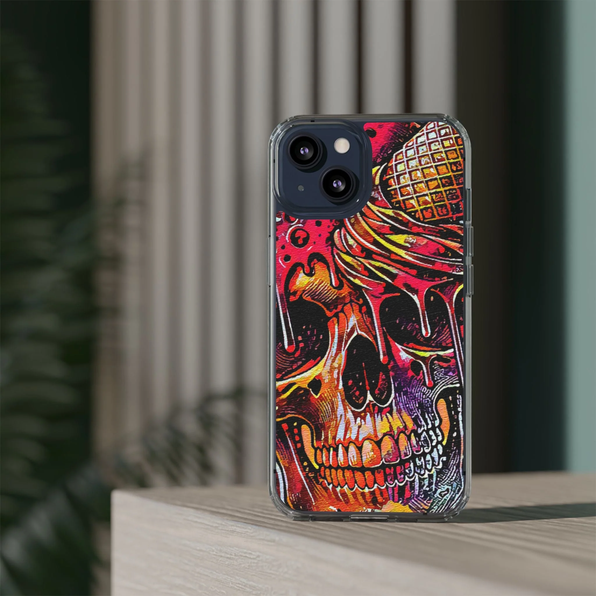 Neon Ice Cream Skull Clear Phone Case - Image 31