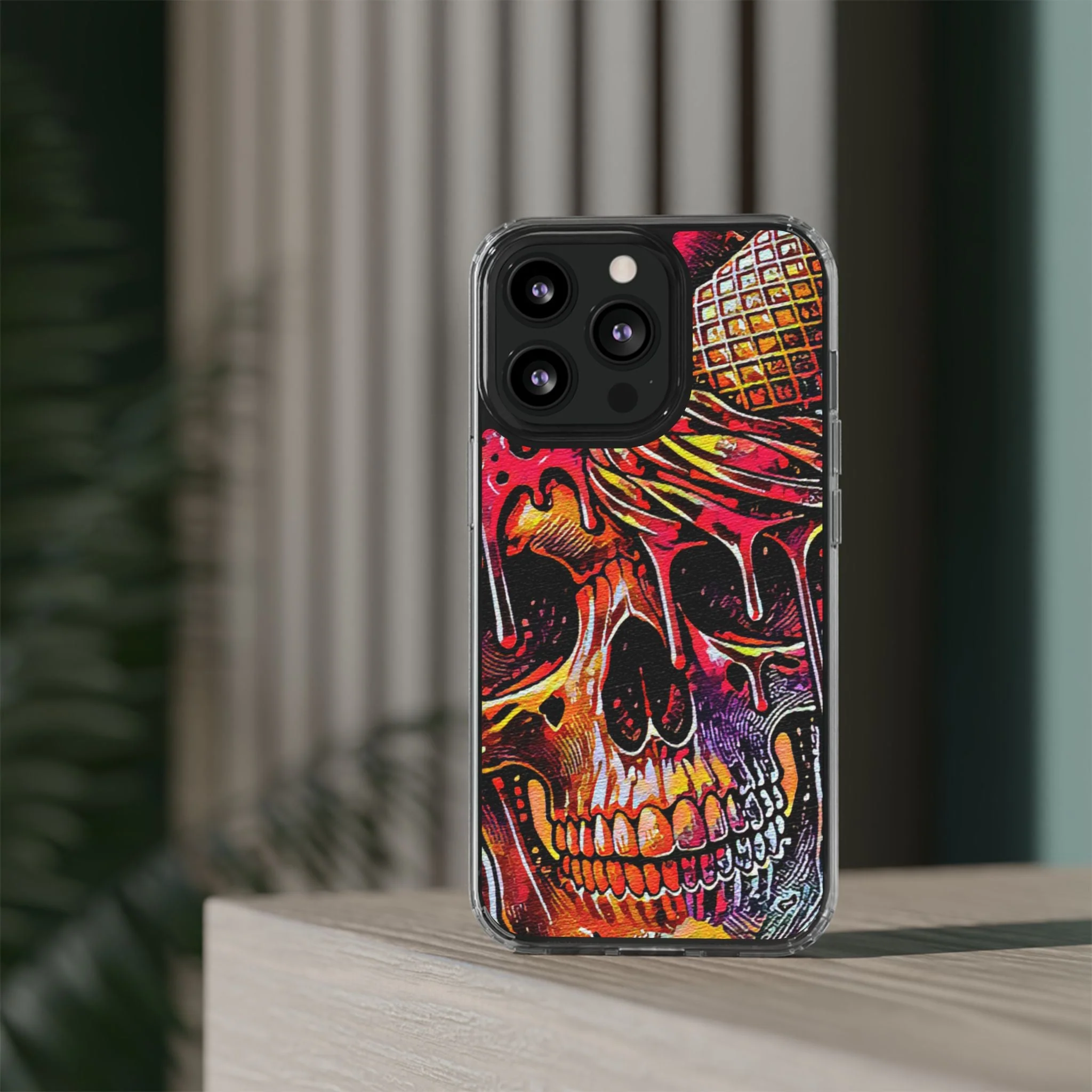 Neon Ice Cream Skull Clear Phone Case - Image 35